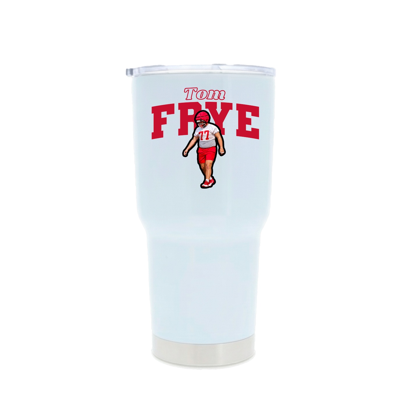 30oz Stainless Steel Tumbler — Name Arch in White