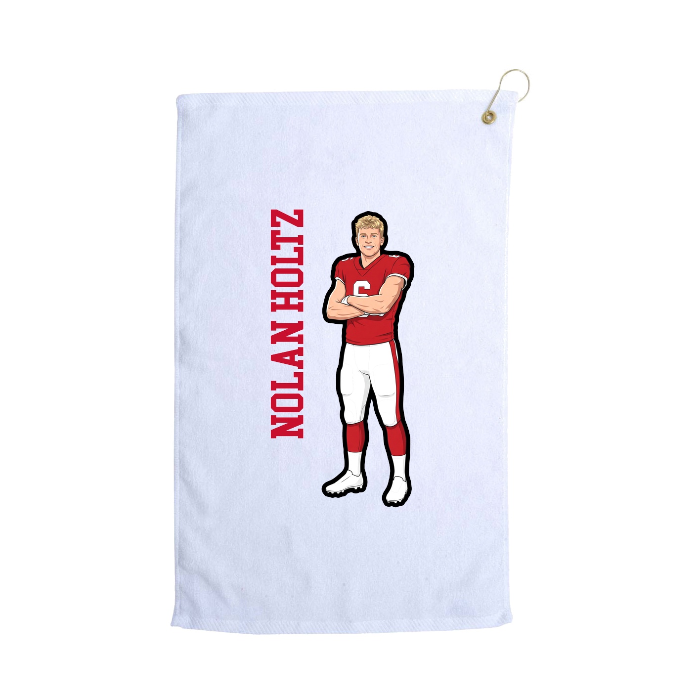 Golf Towel — Name Vertical in White