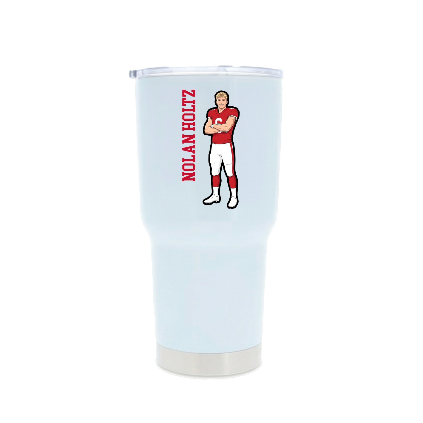 30oz Stainless Steel Tumbler — Name Vertical in White
