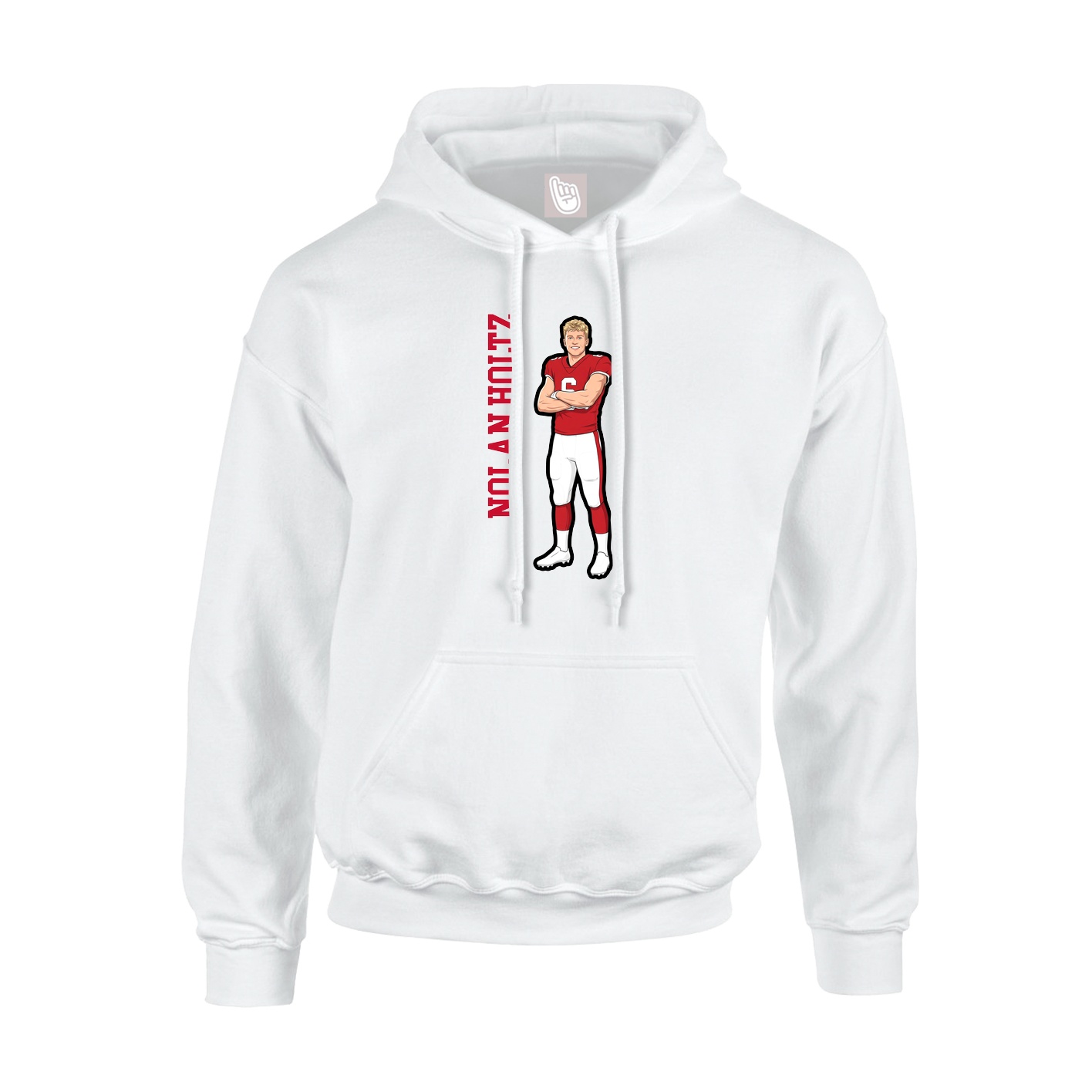 Hoodie — Name Vertical in White