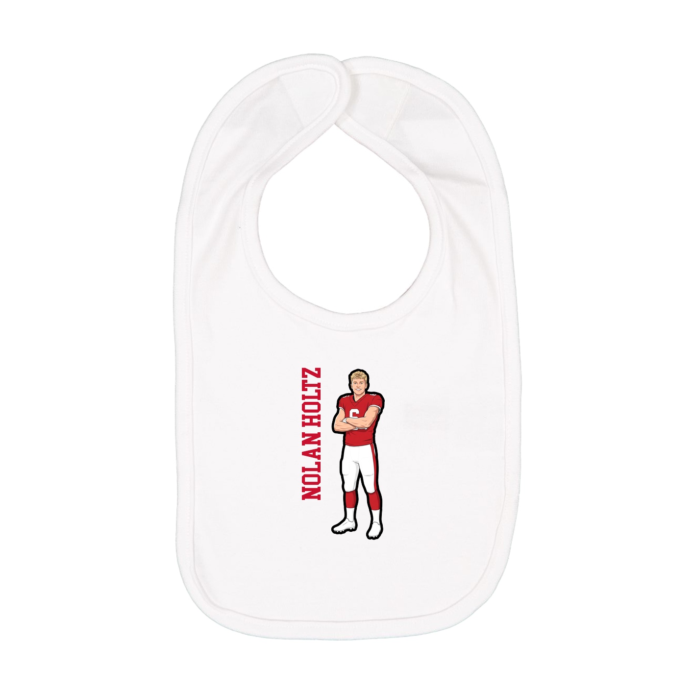 Infant Bib — Name Vertical in White