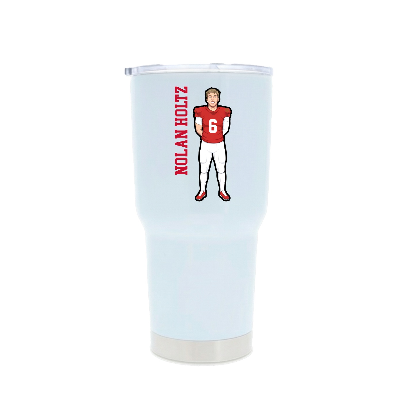 30oz Stainless Steel Tumbler — Name Vertical in White