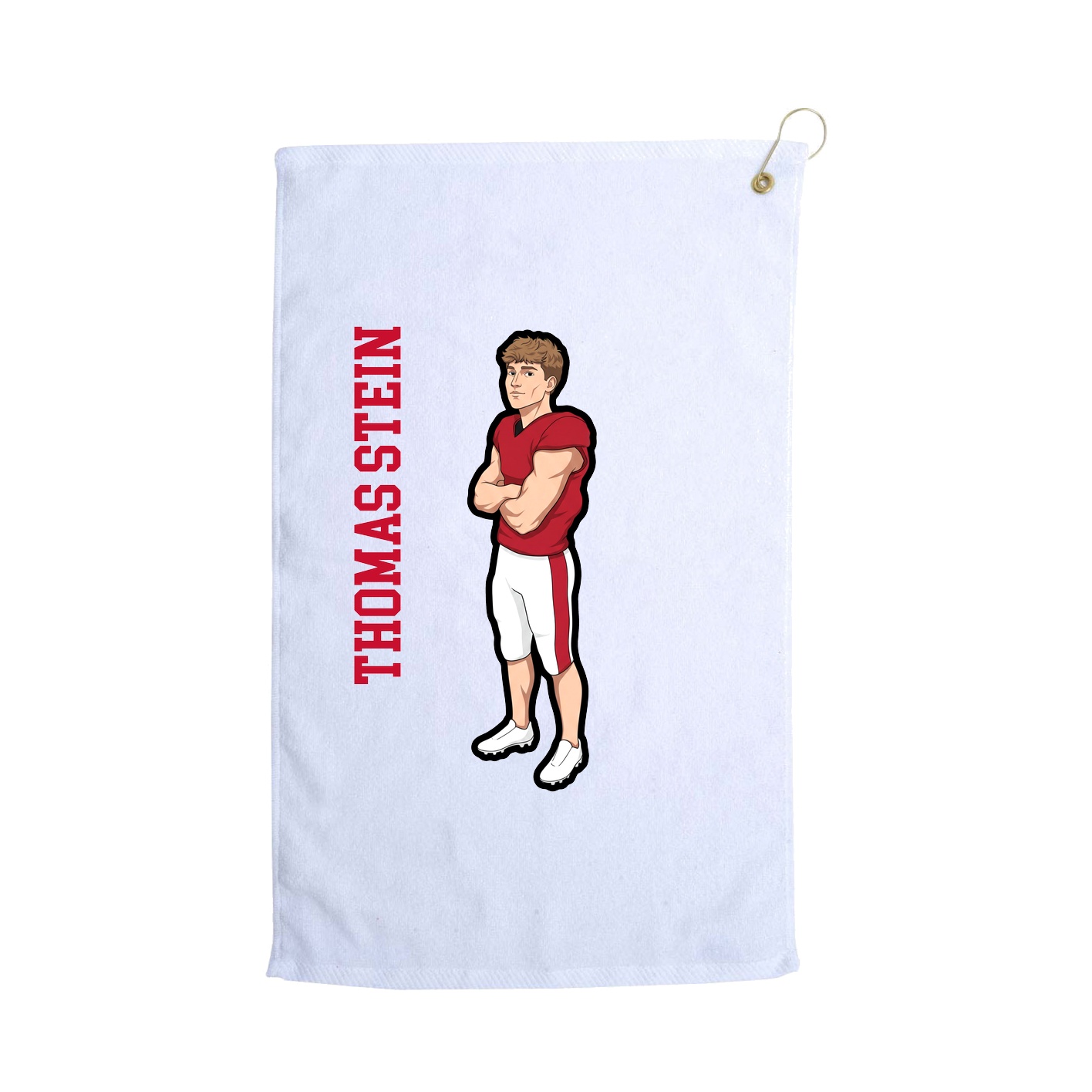 Golf Towel — Name Vertical in White