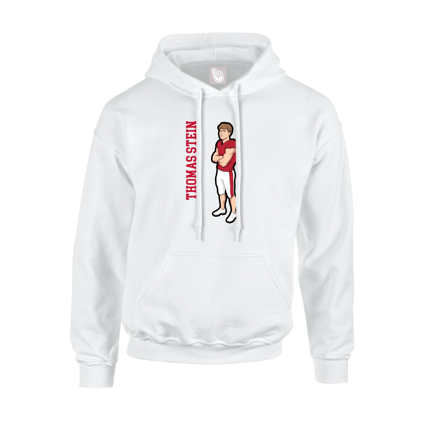 Youth Hoodie — Name Vertical in White
