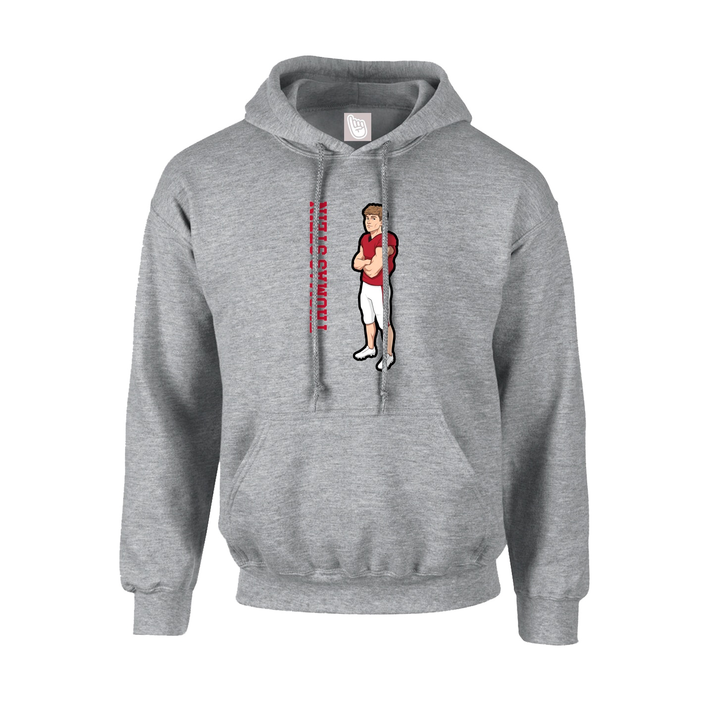Youth Hoodie — Name Vertical in Grey