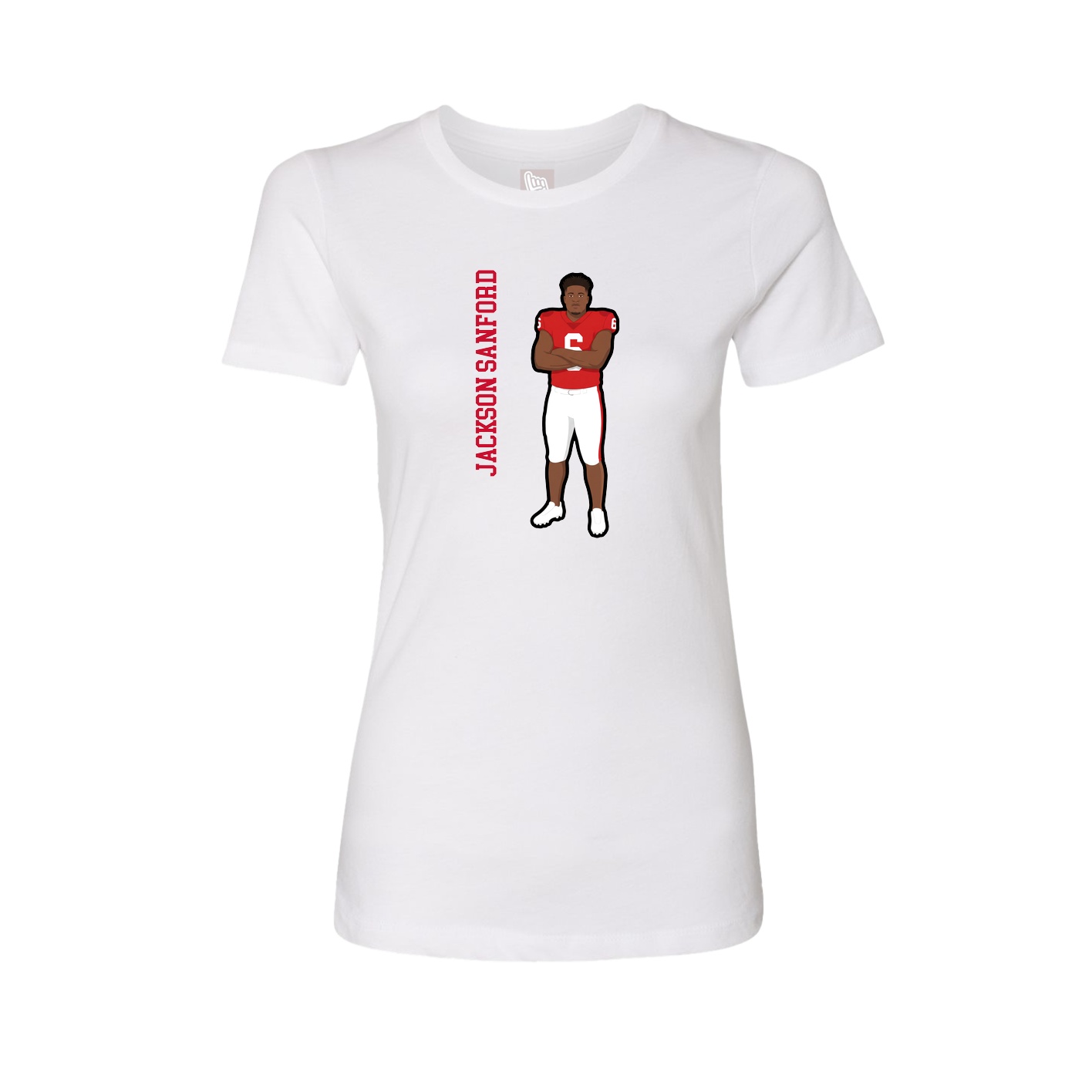 Fitted Women's Tee — Name Vertical in White