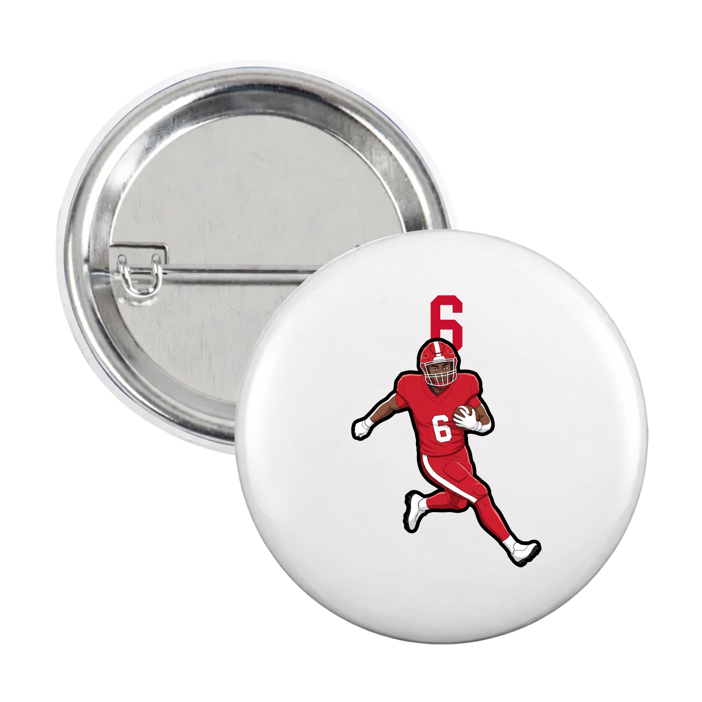 Game Day Button — Number Top in White