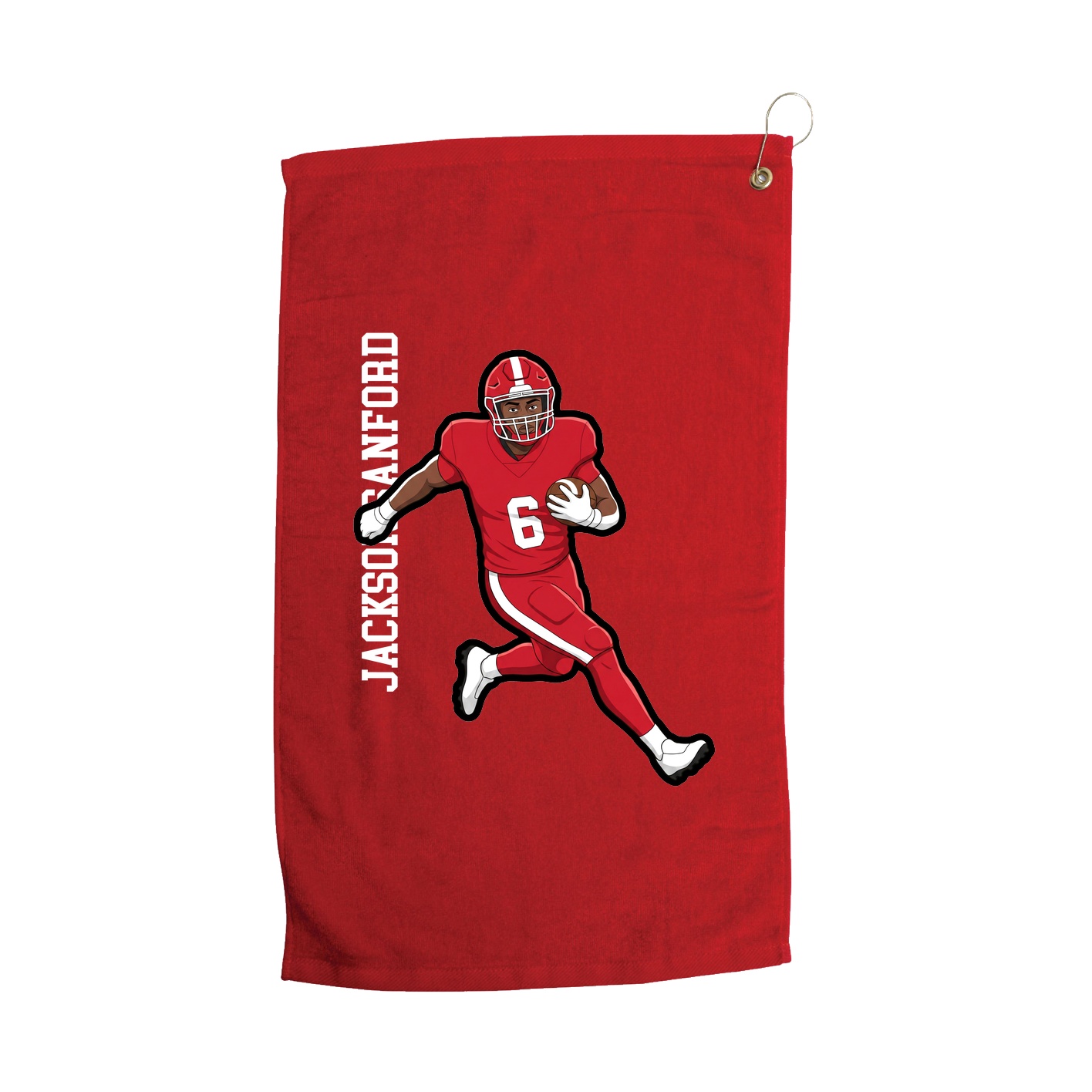 Golf Towel — Name Vertical in Red