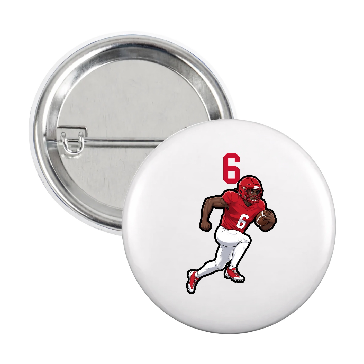 Game Day Button — Number Top in White