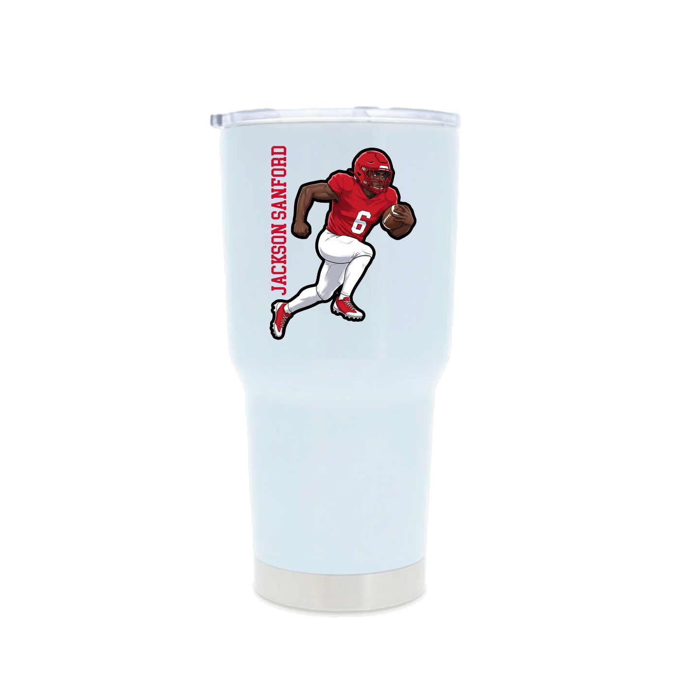 30oz Stainless Steel Tumbler — Name Vertical in White