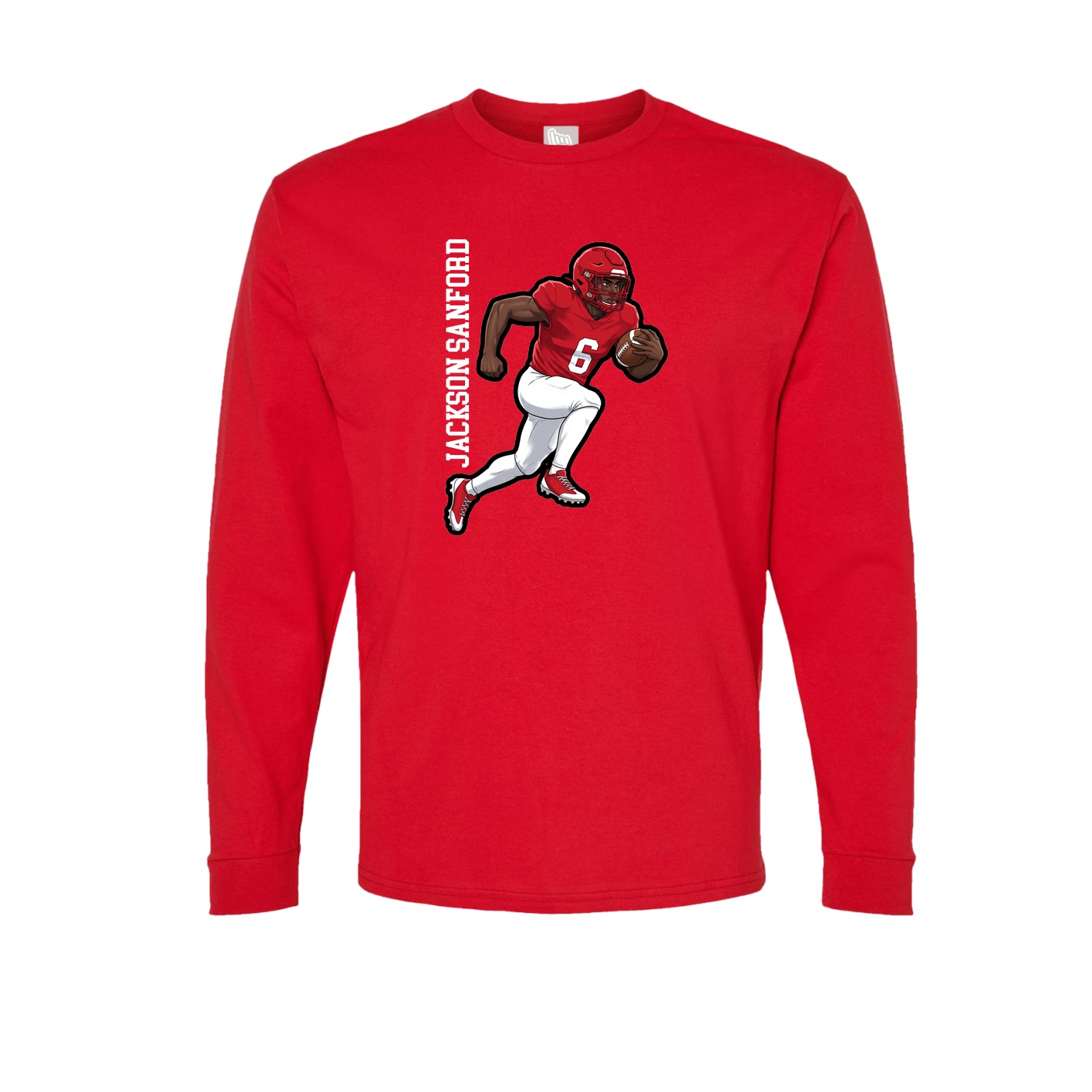 Long Sleeve Tee — Name Vertical in Red