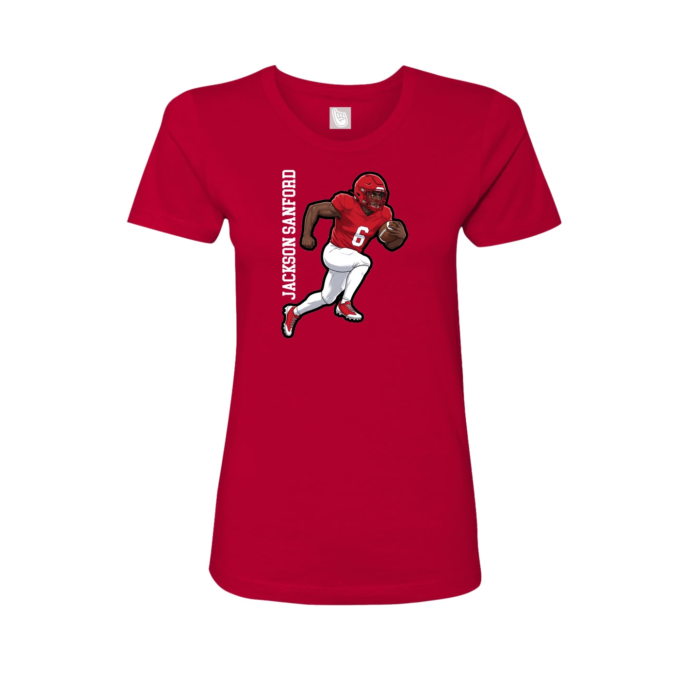 Fitted Women's Tee — Name Vertical in Red
