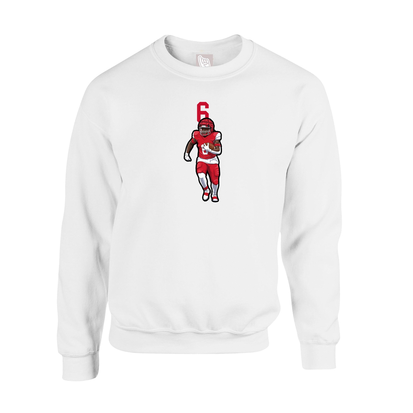 Fleece Crew — Number Top in White