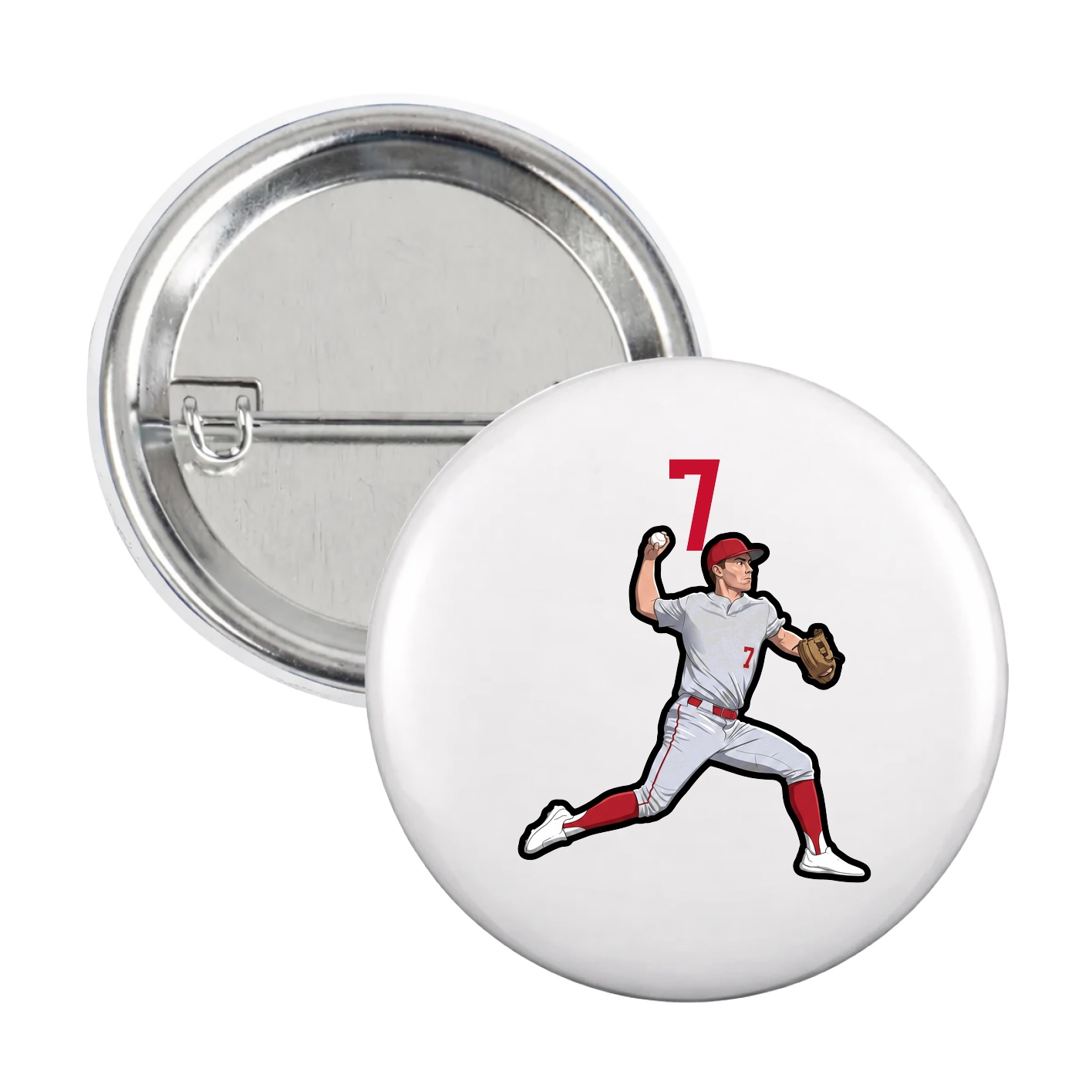 Game Day Button — Number Top in White