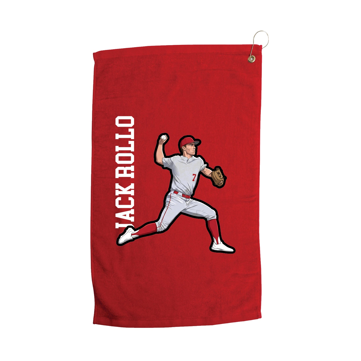 Golf Towel — Name Vertical in Red