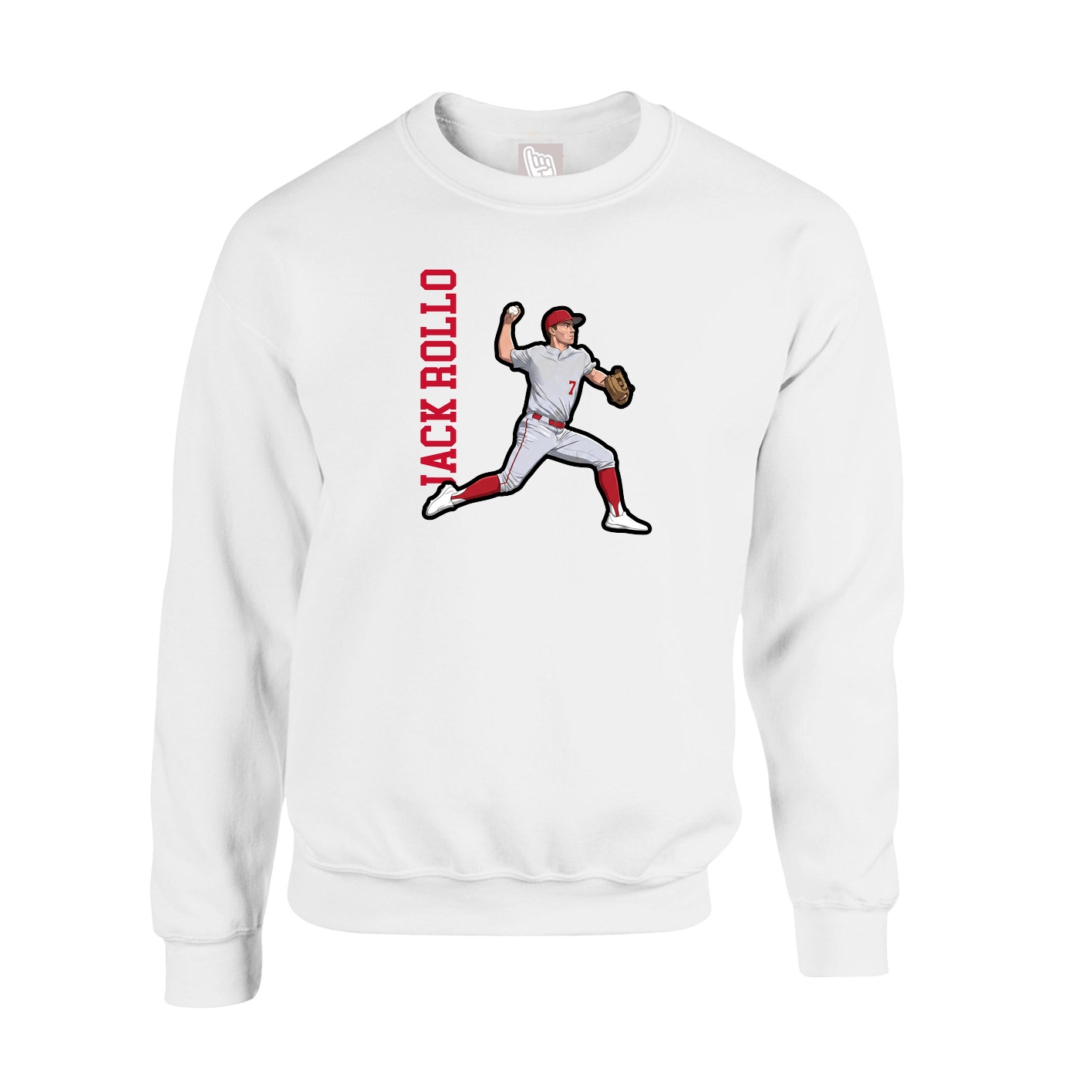 Fleece Crew — Name Vertical in White