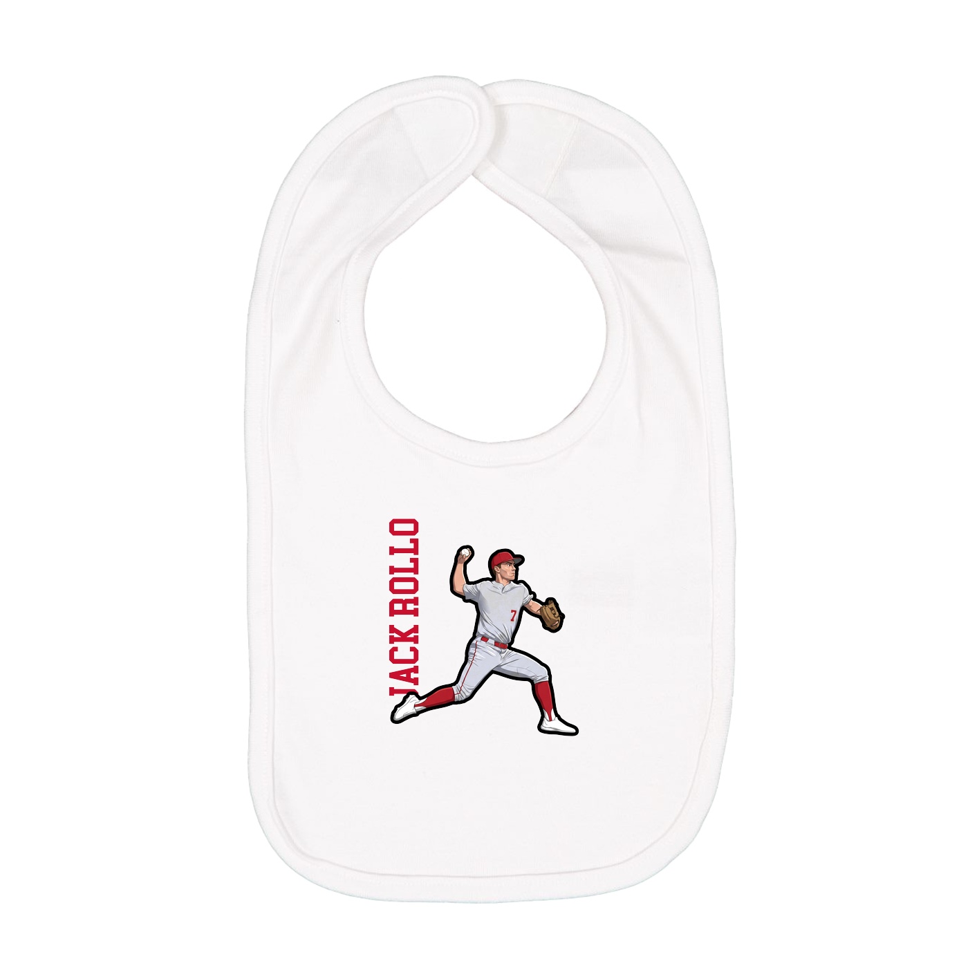 Infant Bib — Name Vertical in White