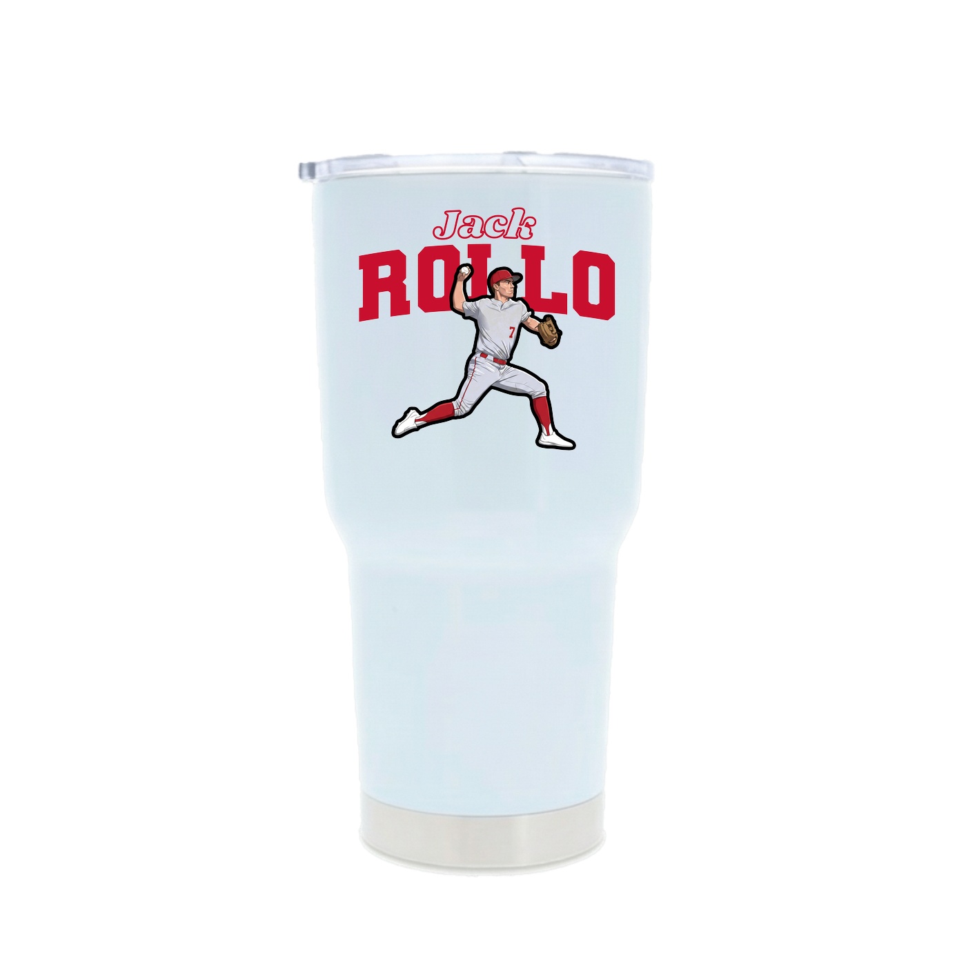 30oz Stainless Steel Tumbler — Name Arch in White