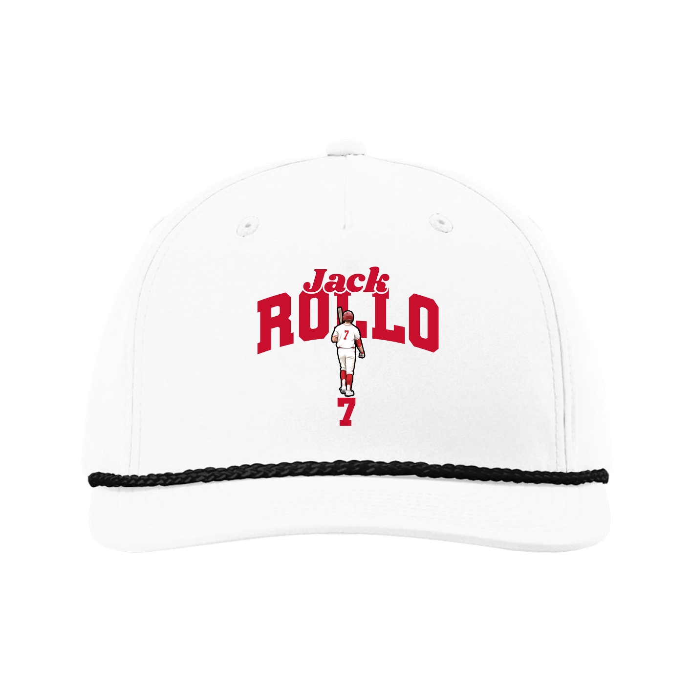 Five-Panel Classic Rope Cap — Signature Arch in White