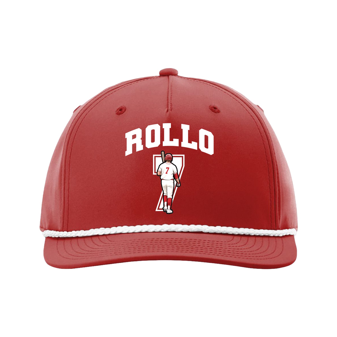 Five-Panel Classic Rope Cap — Number in Red