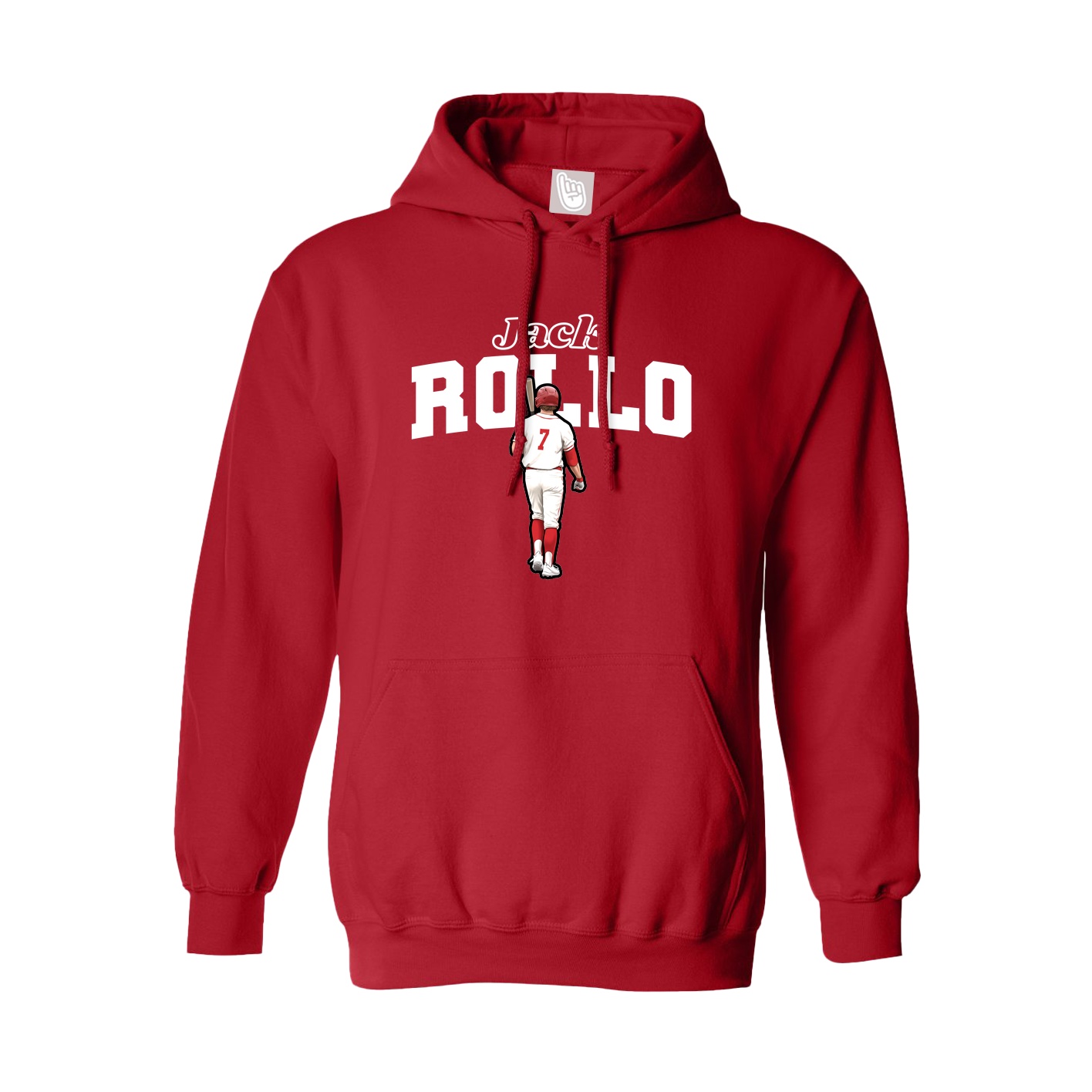 Youth Hoodie — Name Arch in Red