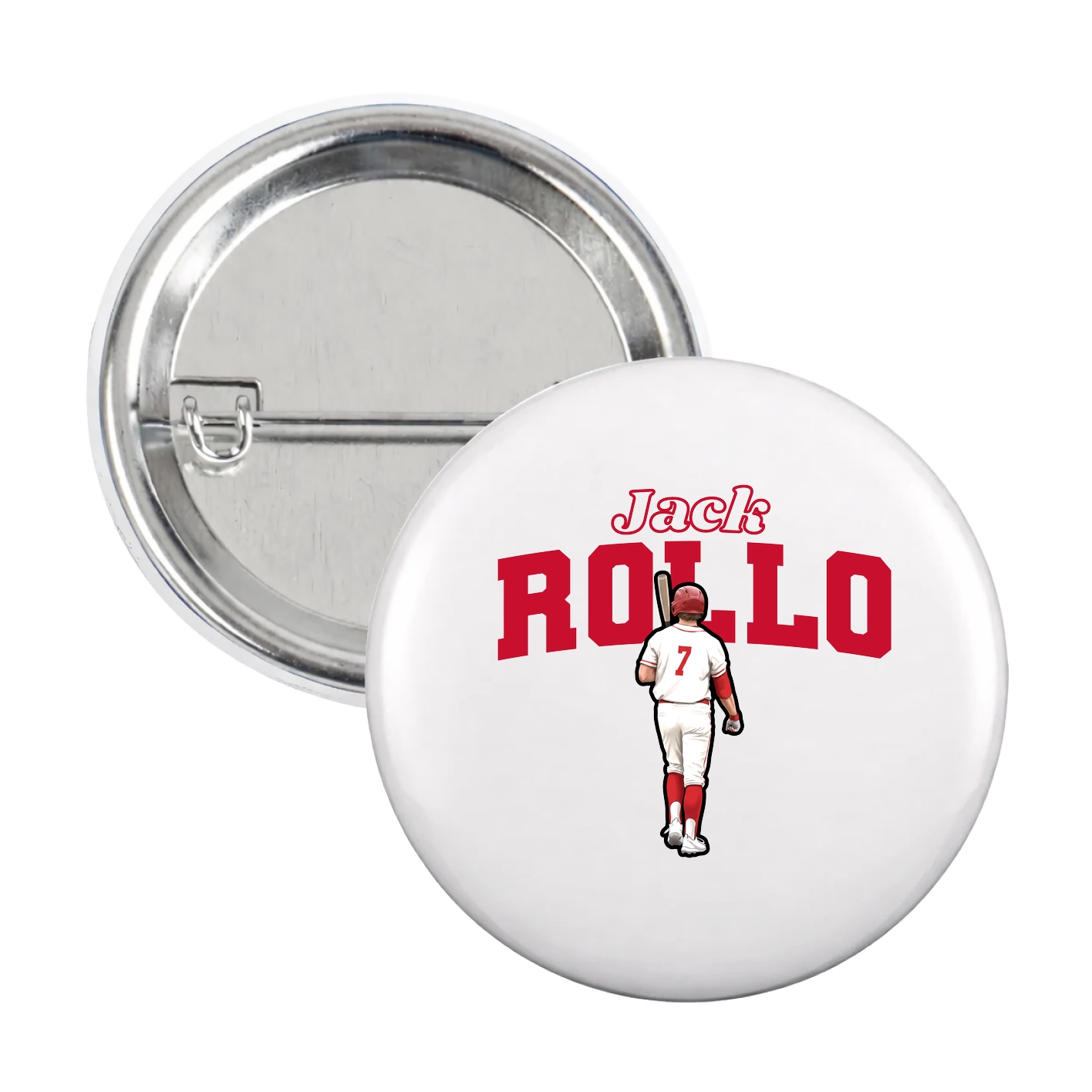 Game Day Button — Name Arch in White