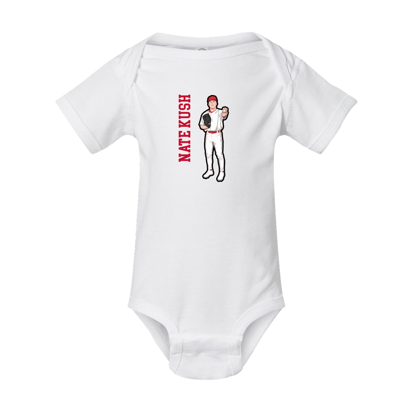 Baby Onesie — Name Vertical in White