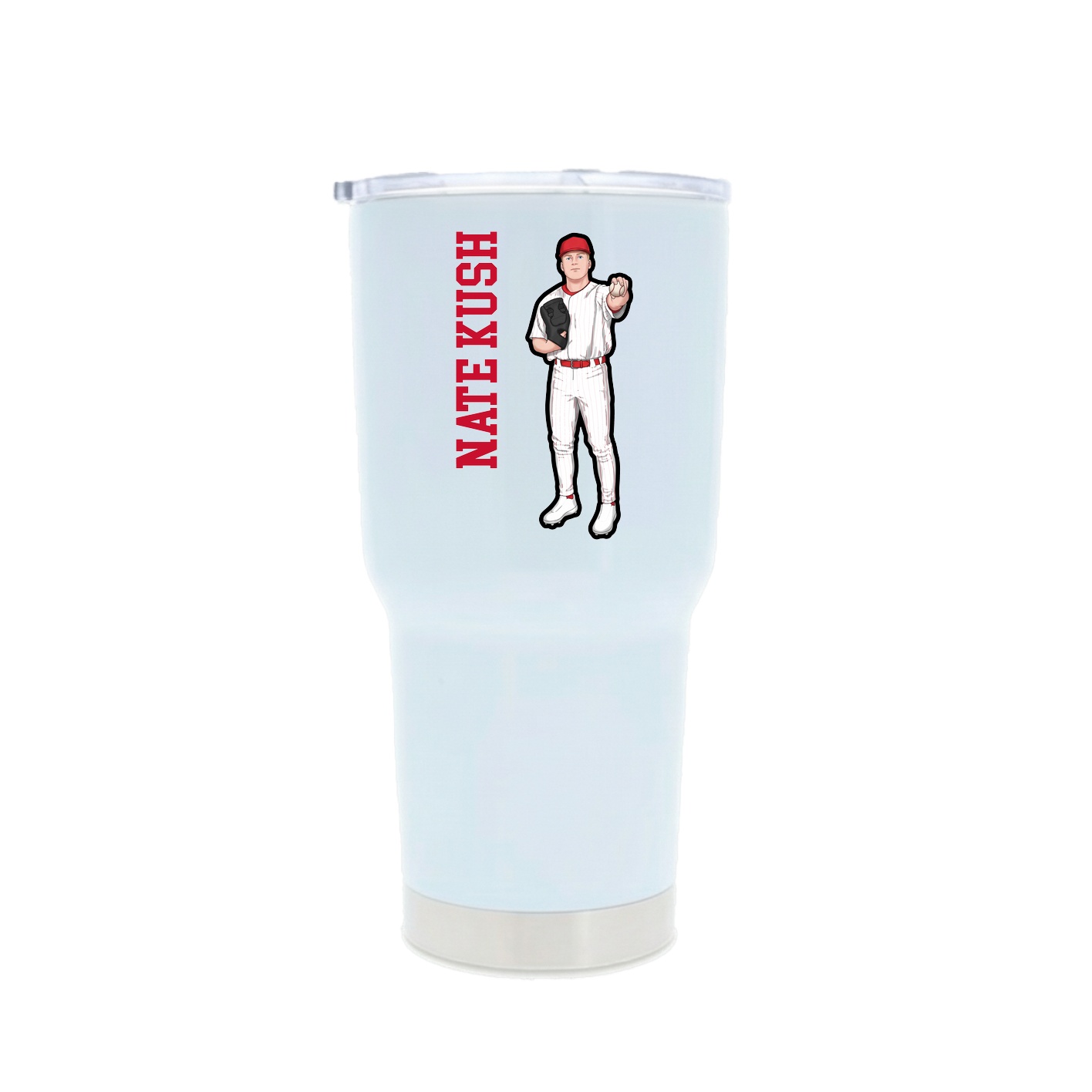 30oz Stainless Steel Tumbler — Name Vertical in White
