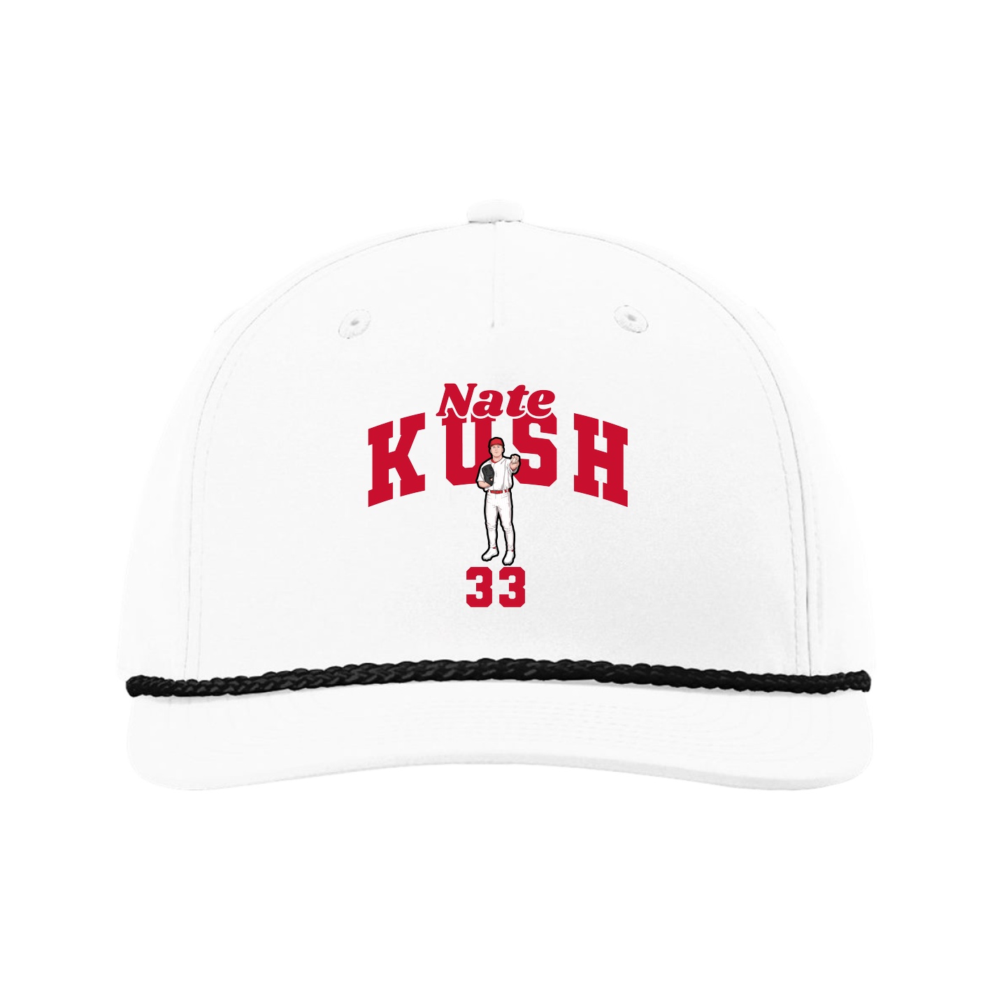 Five-Panel Classic Rope Cap — Signature Arch in White
