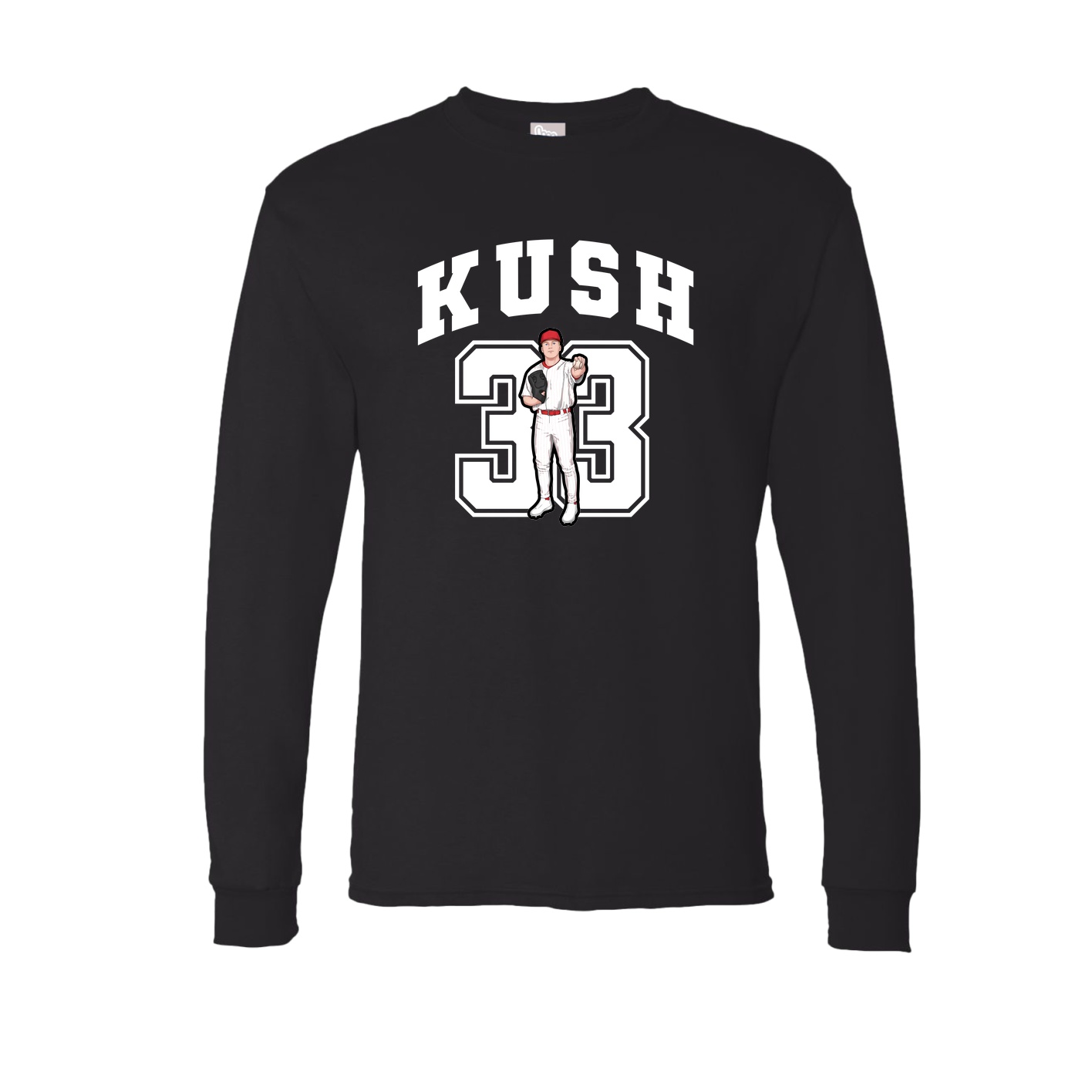 Long Sleeve Tee — Number in Black