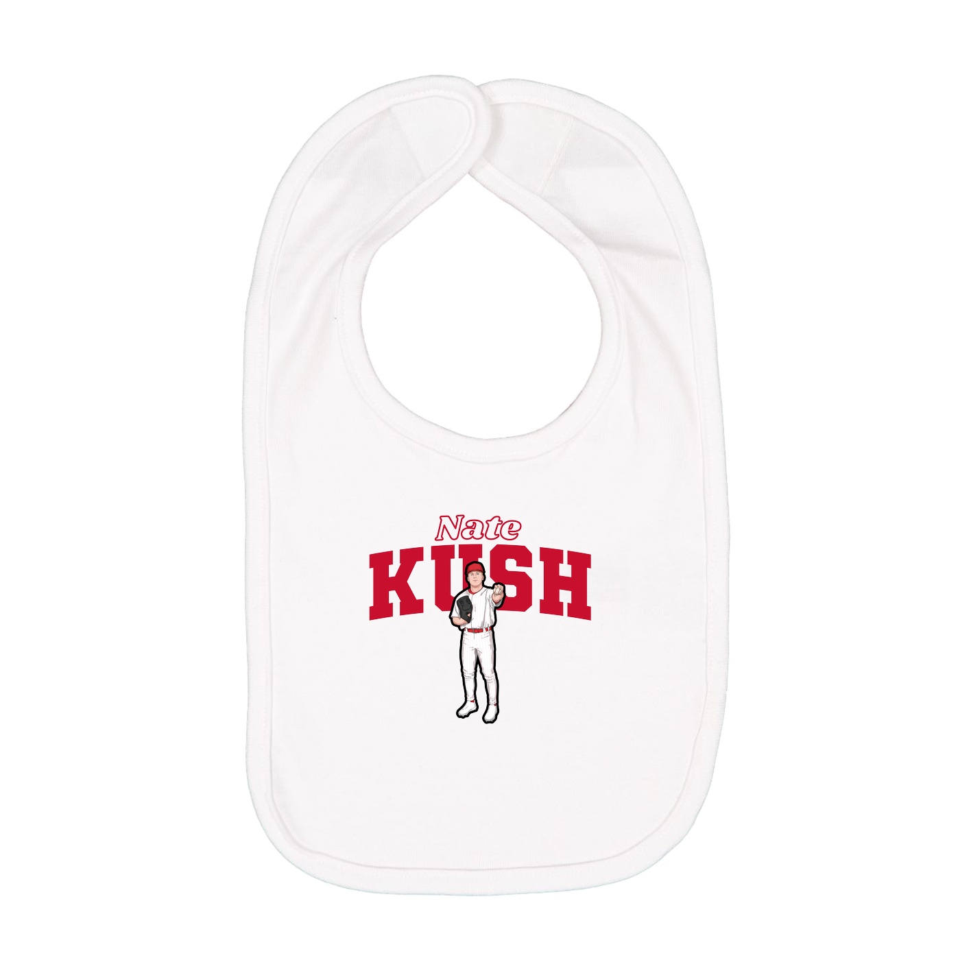 Infant Bib — Name Arch in White