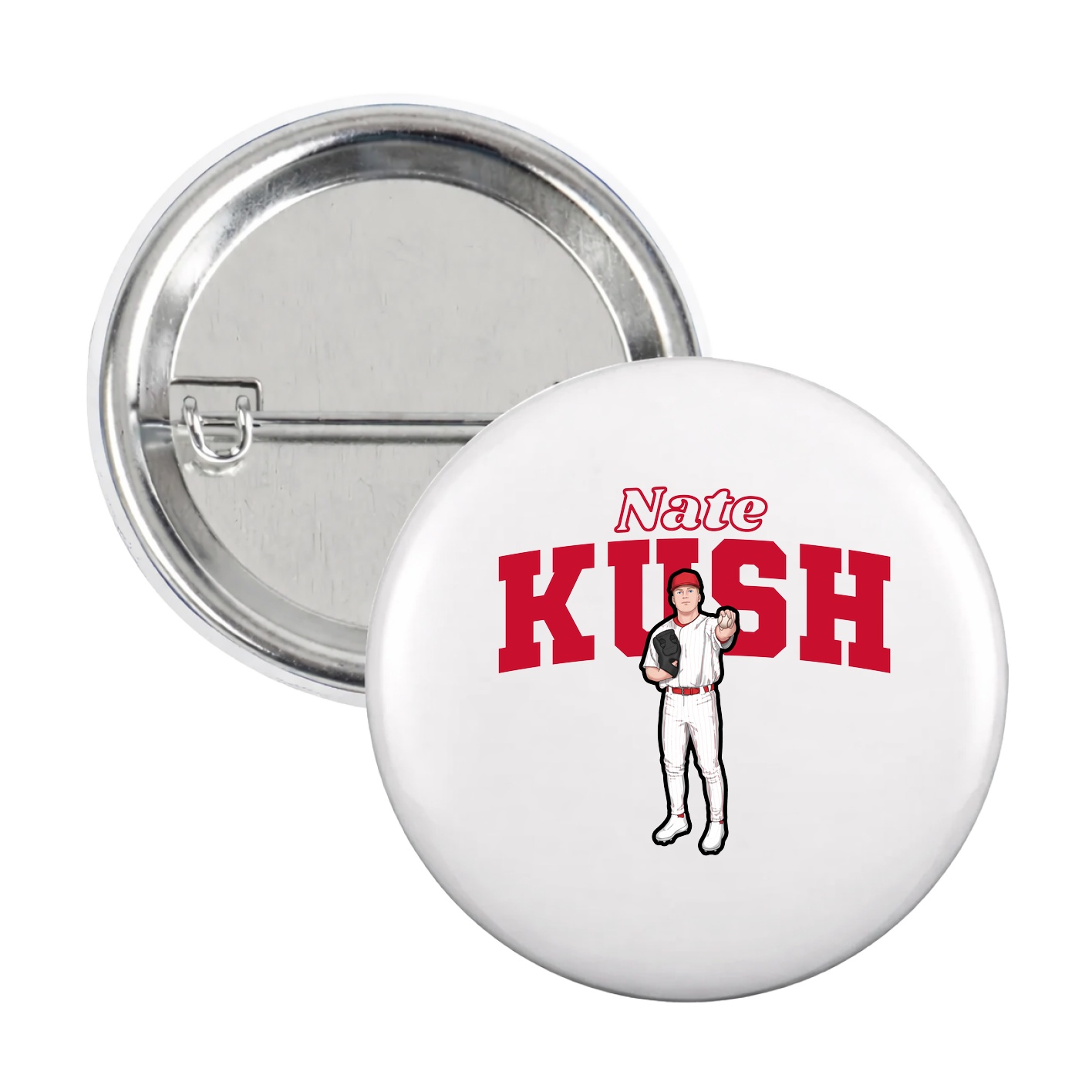 Game Day Button — Name Arch in White