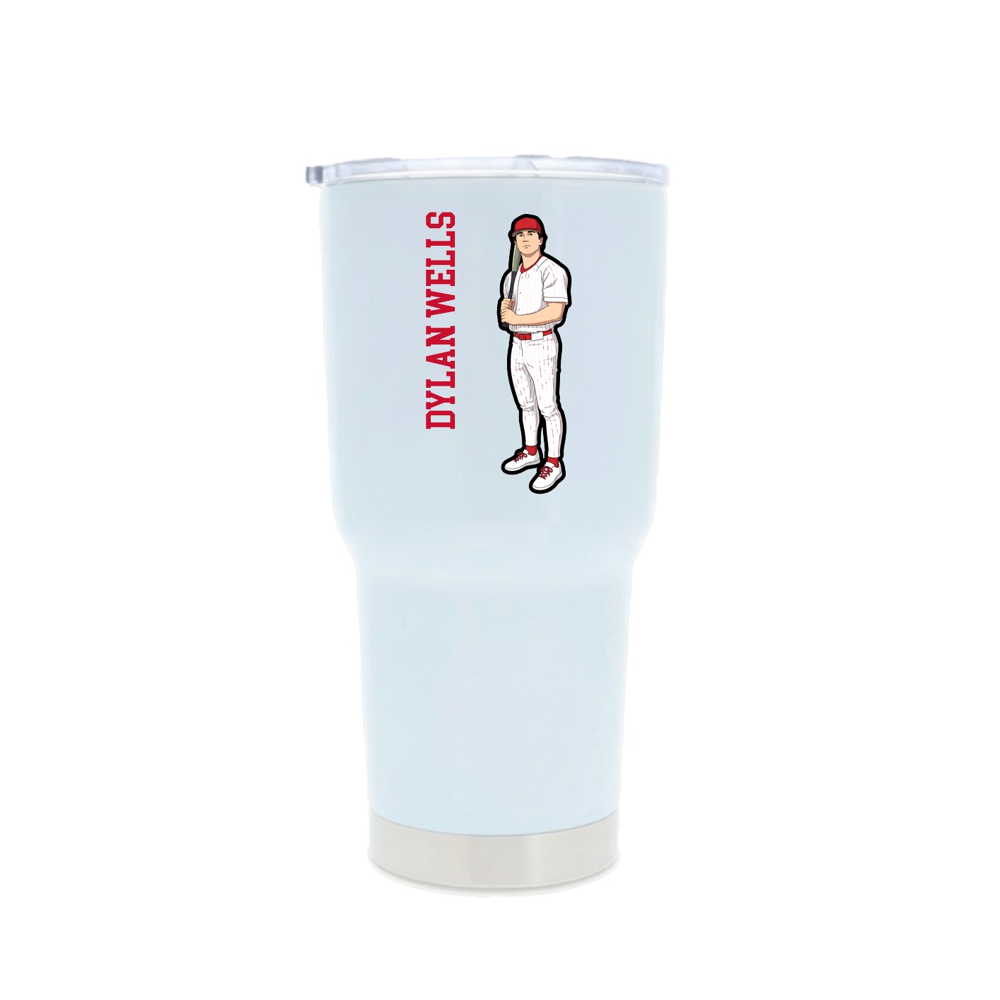 30oz Stainless Steel Tumbler — Name Vertical in White