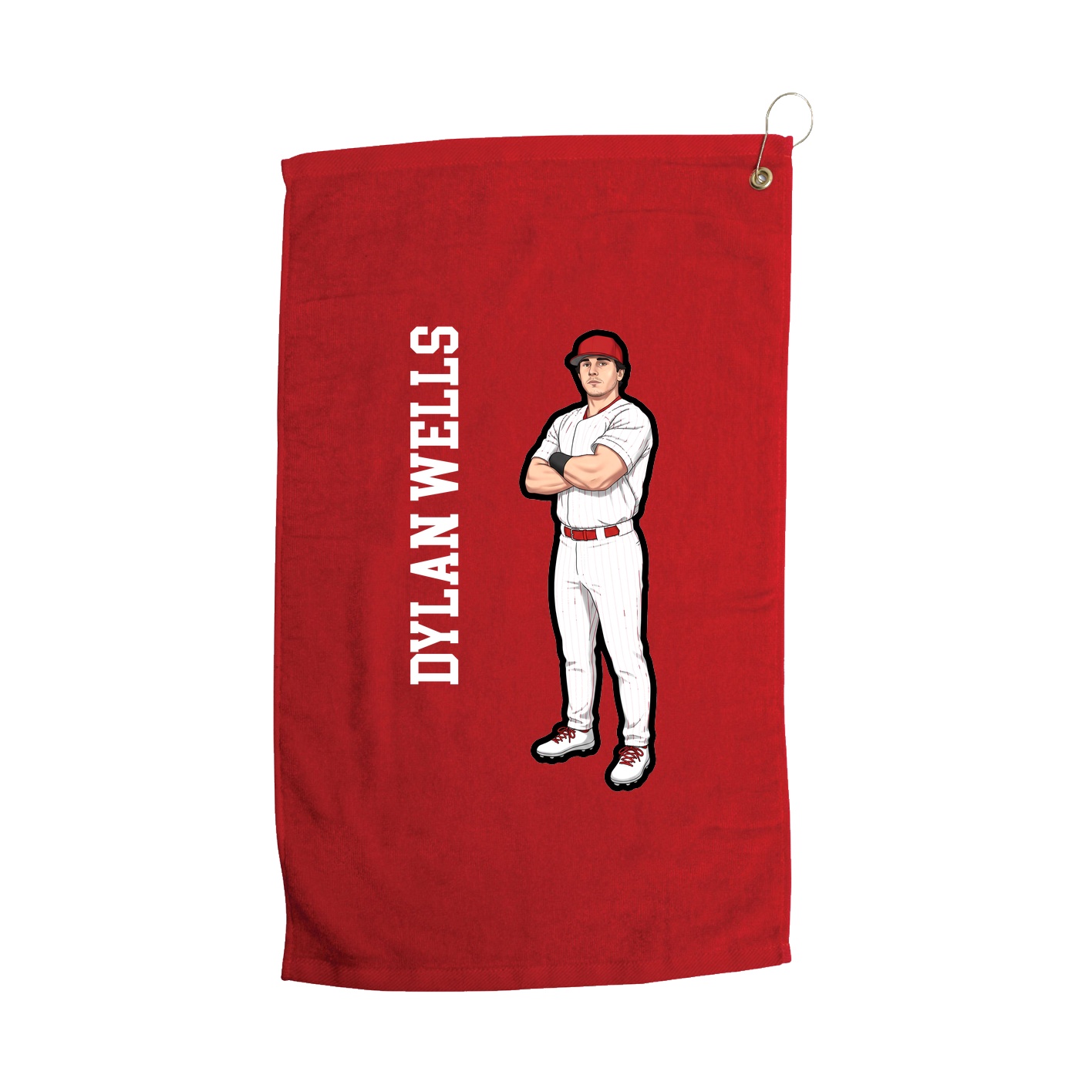 Golf Towel — Name Vertical in Red