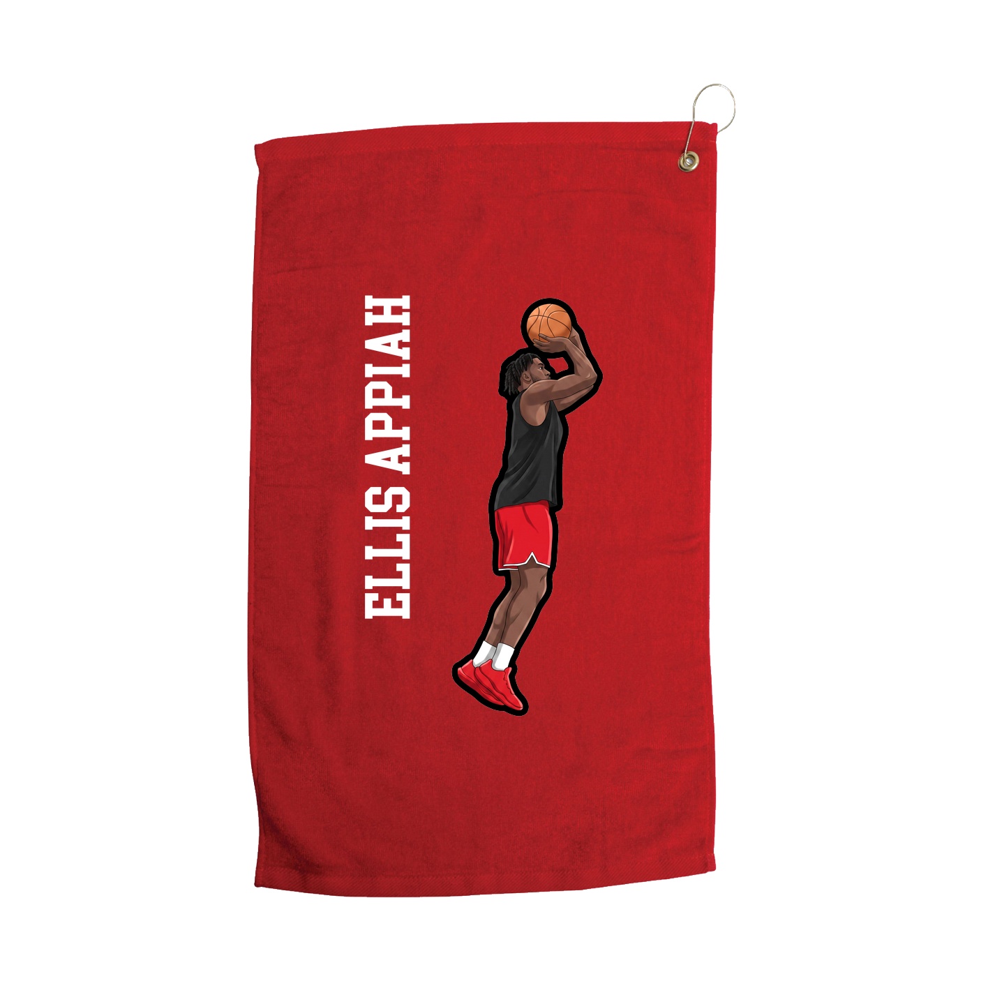 Golf Towel — Name Vertical in Red