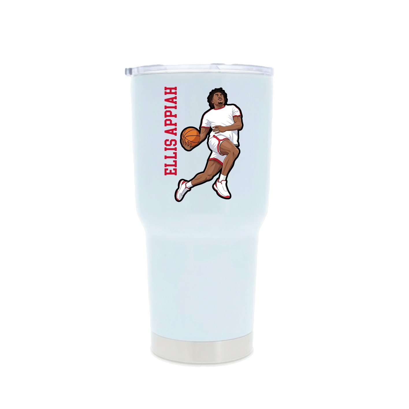 30oz Stainless Steel Tumbler — Name Vertical in White
