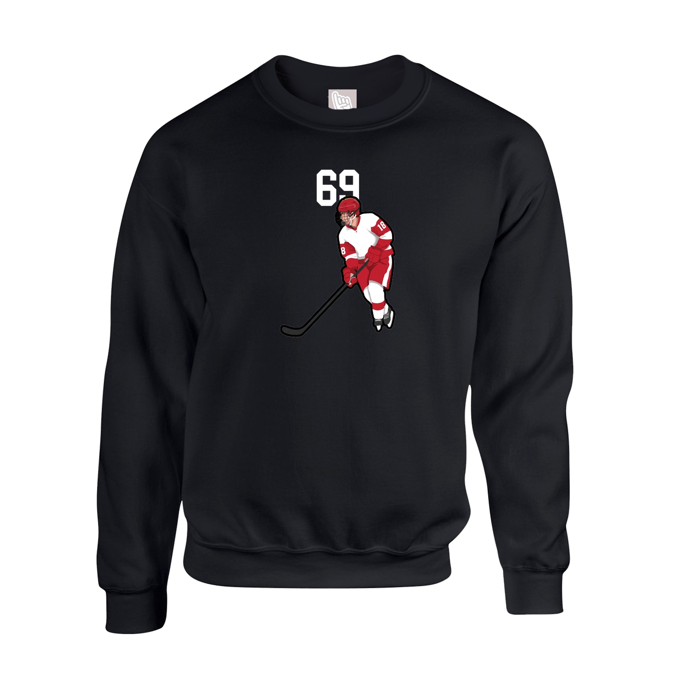 Fleece Crew — Number Top in Black
