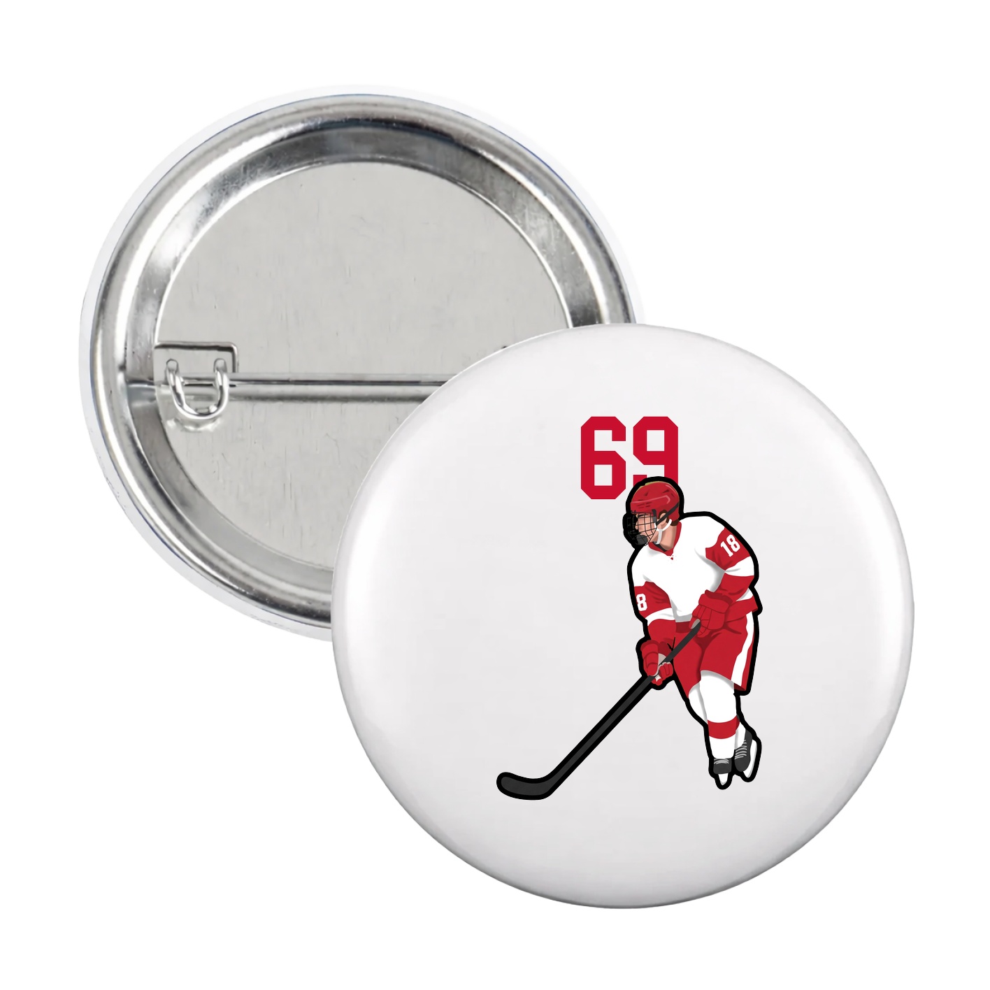 Game Day Button — Number Top in White