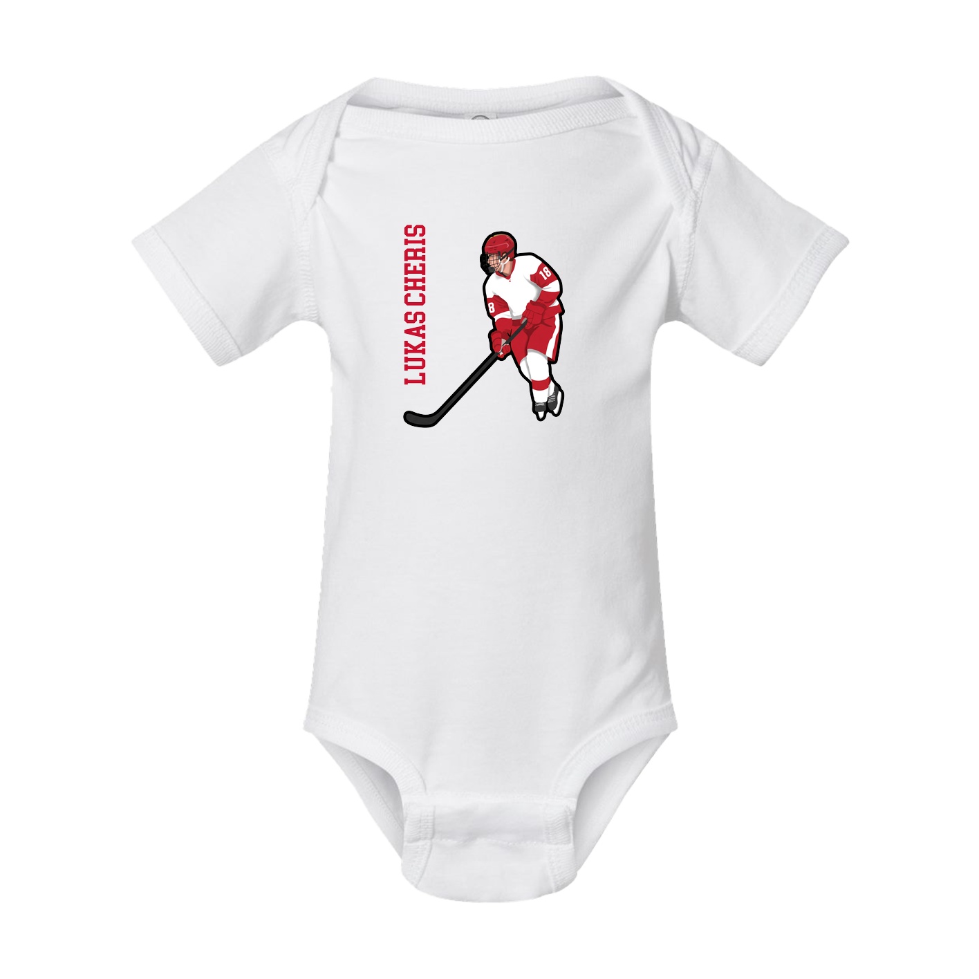 Baby Onesie — Name Vertical in White