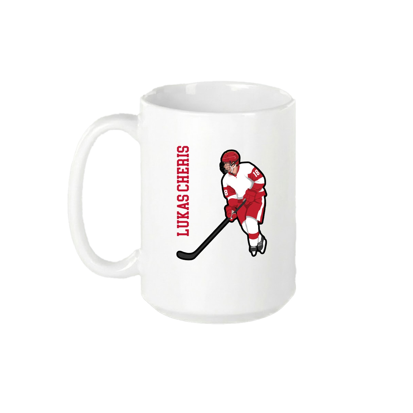 15oz Coffee Mug — Name Vertical in White