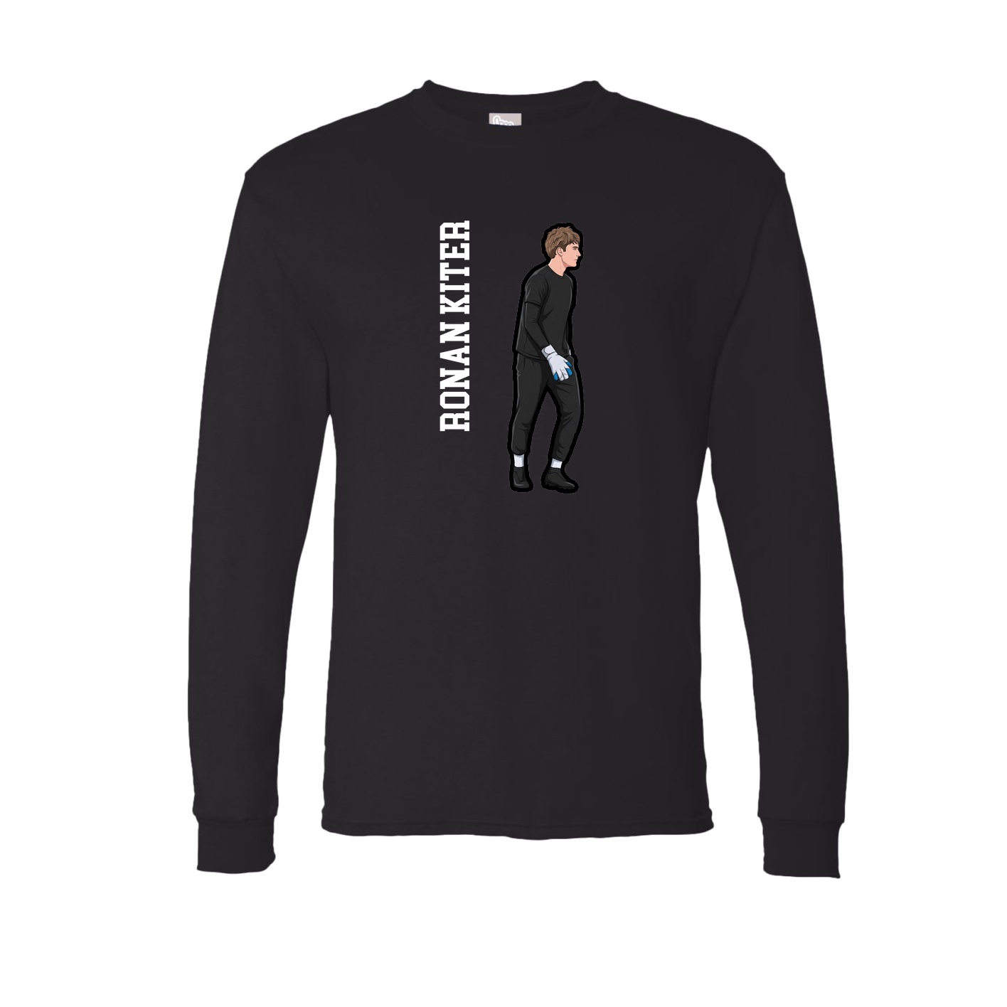 Long Sleeve Tee — Name Vertical in Black