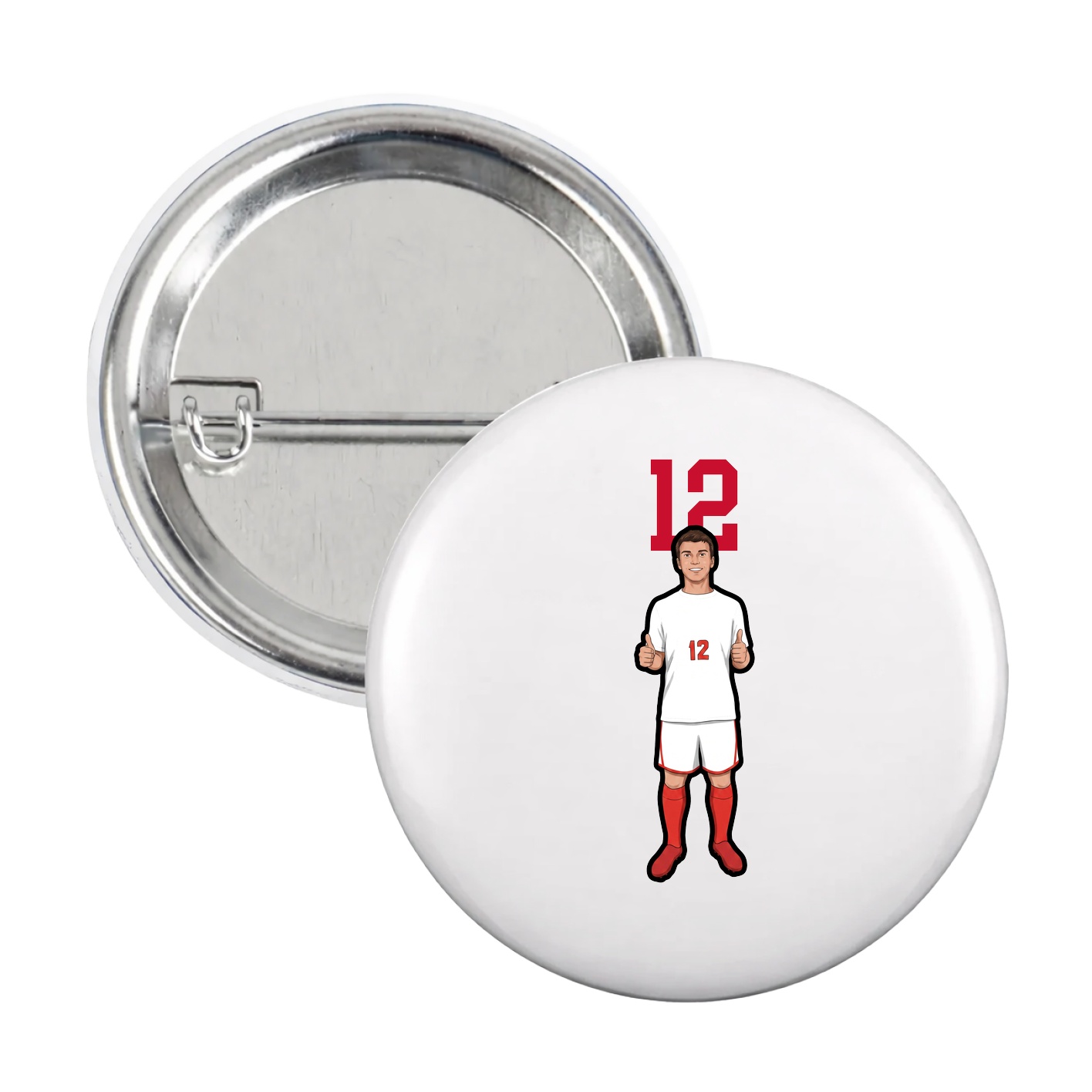 Game Day Button — Number Top in White