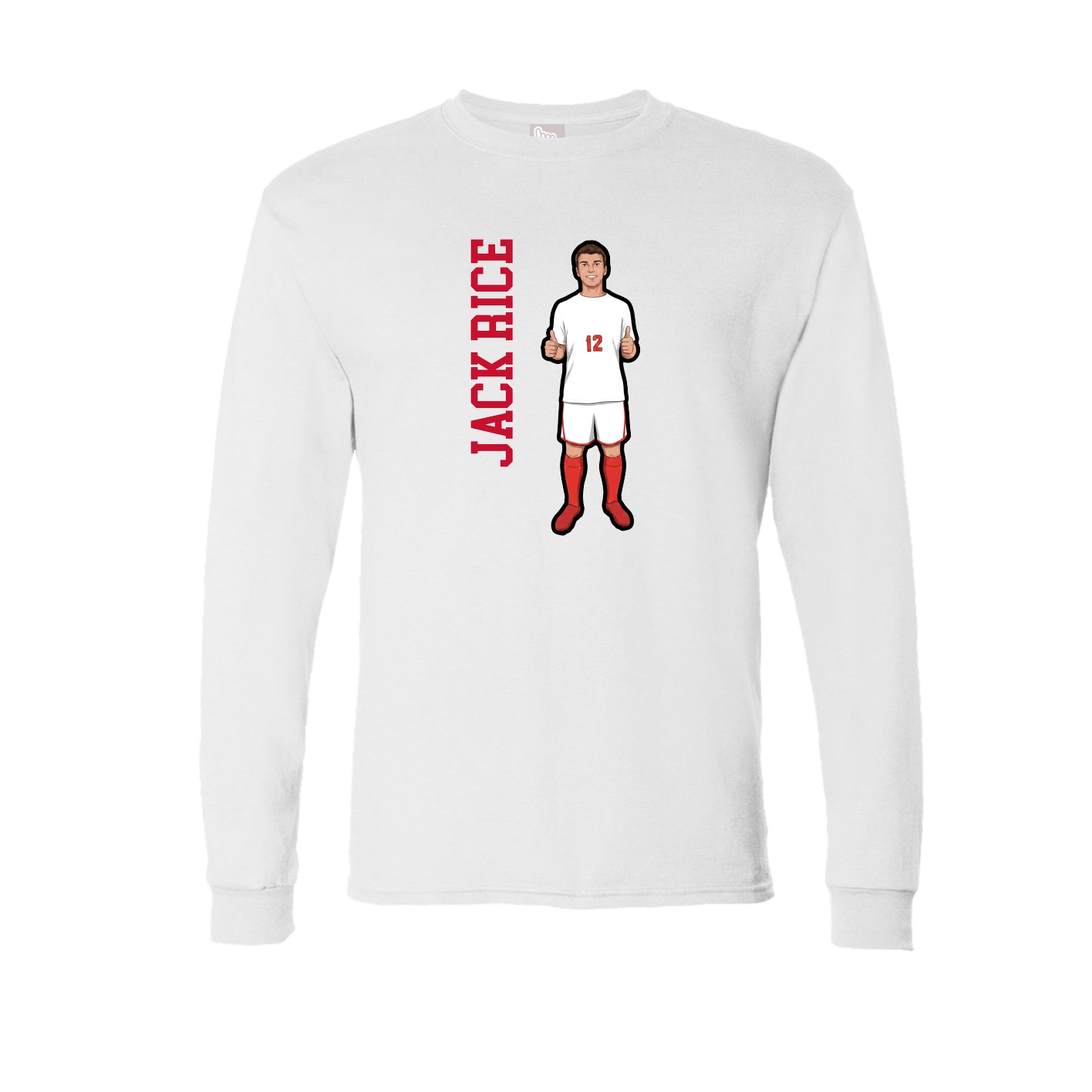 Long Sleeve Tee — Name Vertical in White