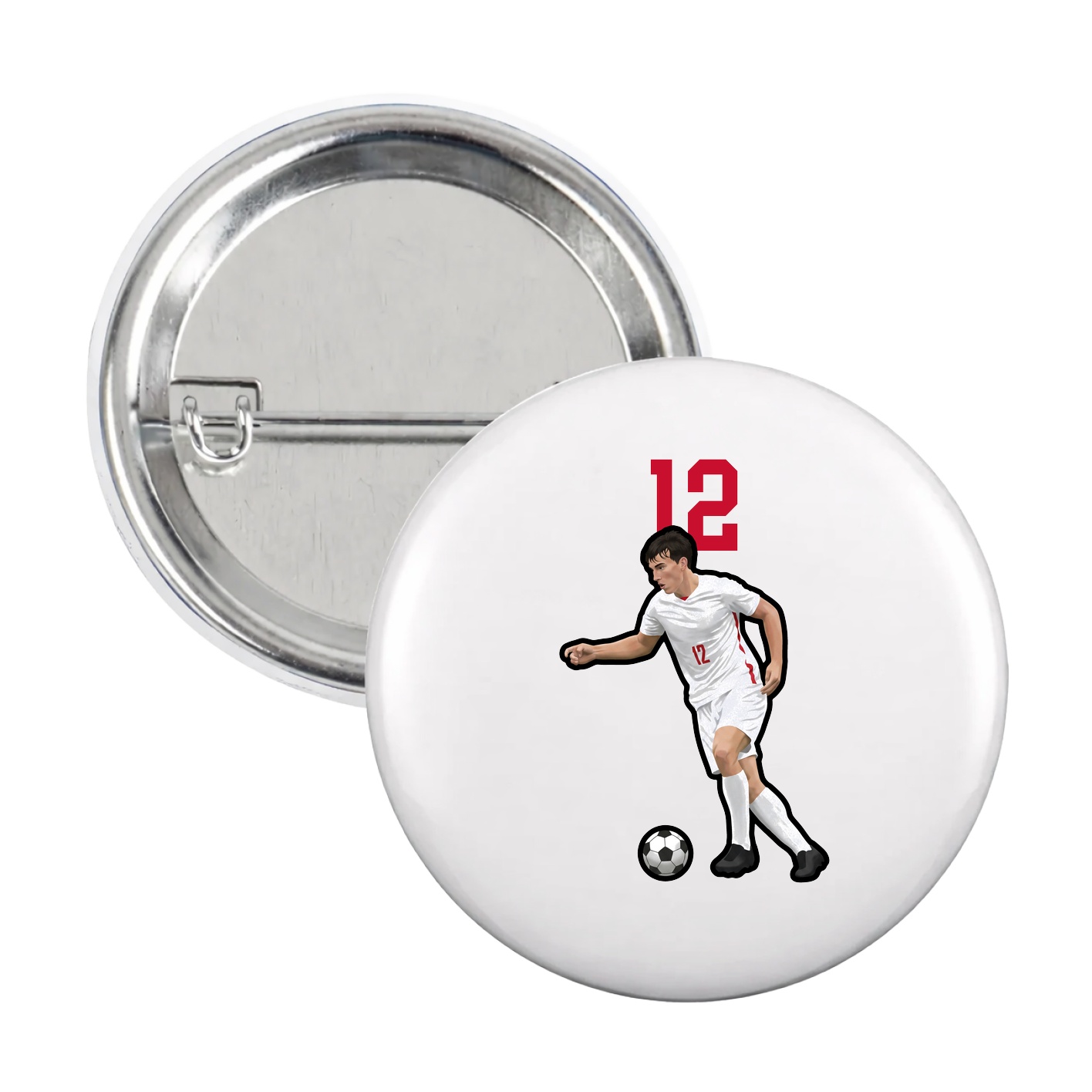 Game Day Button — Number Top in White