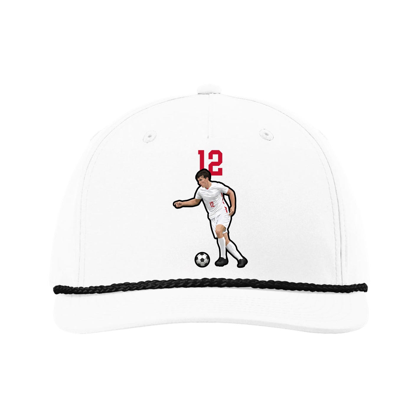Five-Panel Classic Rope Cap — Number Top in White