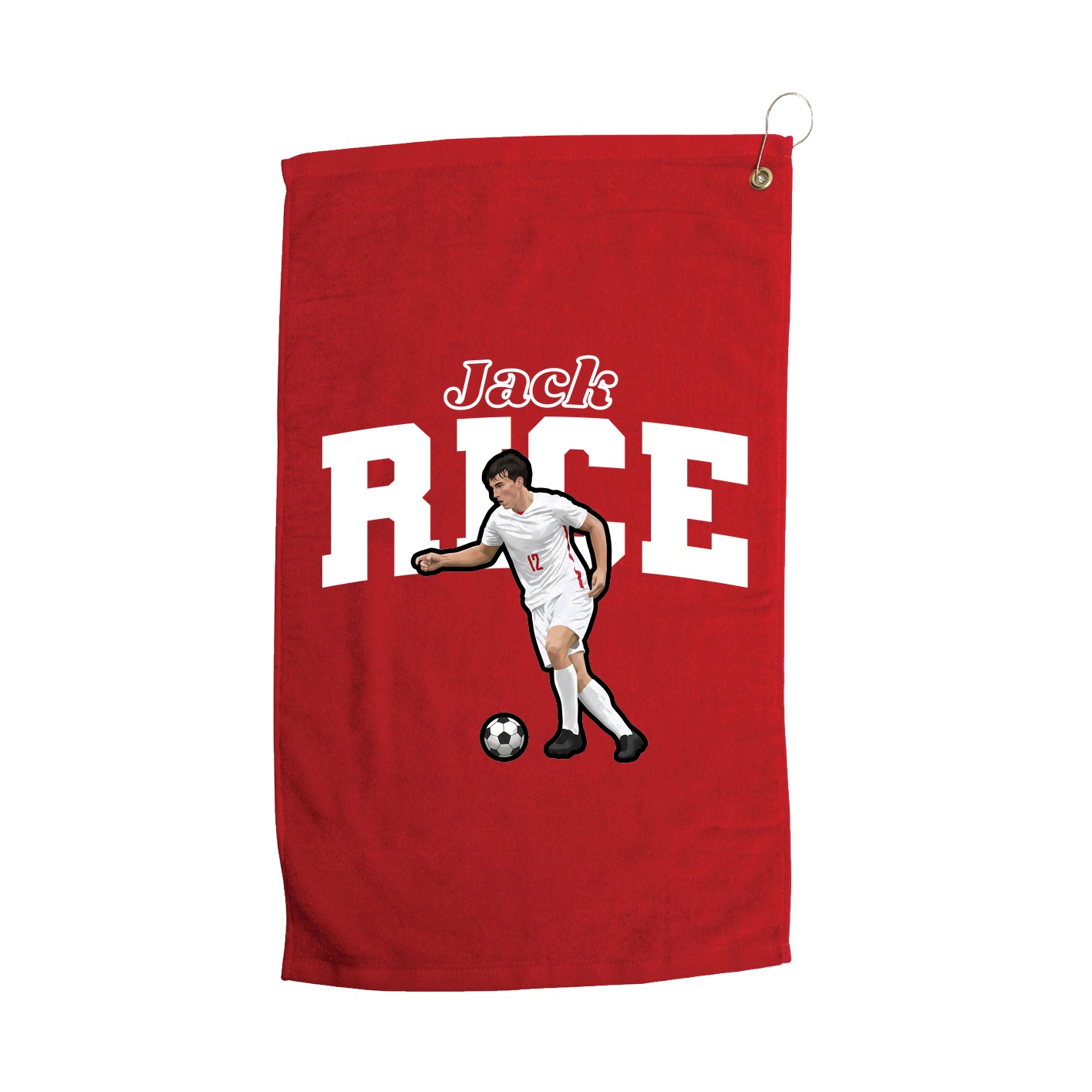 Golf Towel — Name Arch in Red