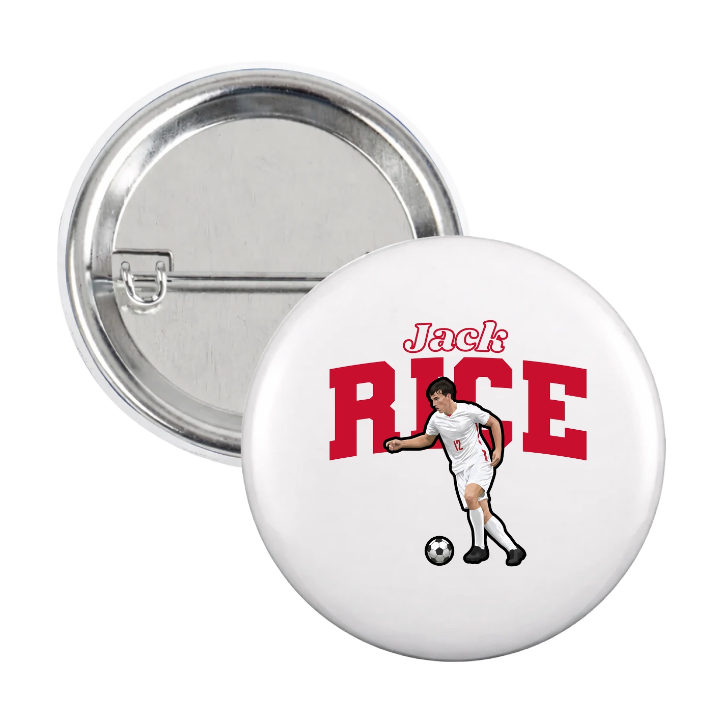 Game Day Button — Name Arch in White