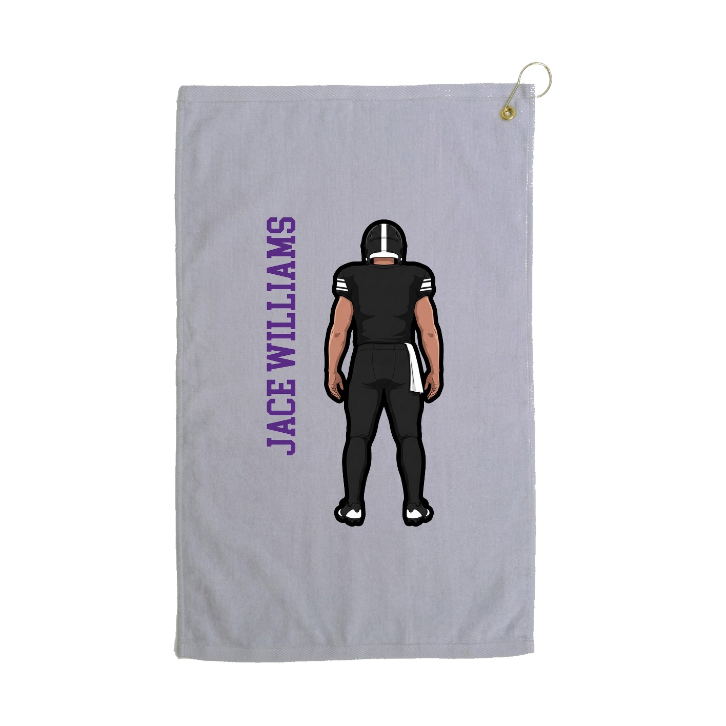 Golf Towel — Name Vertical in Grey