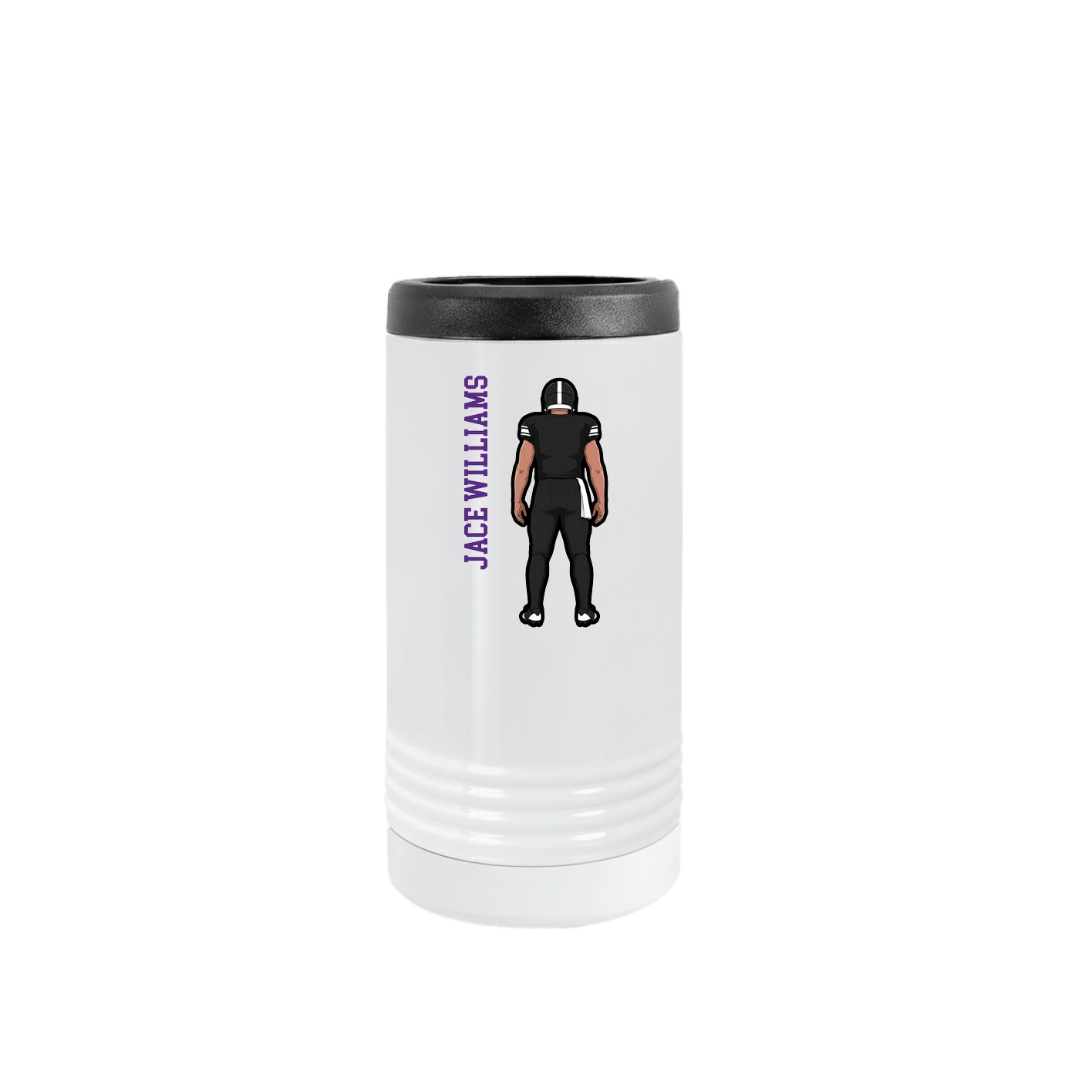 Slim Beverage Holder — Name Vertical in White