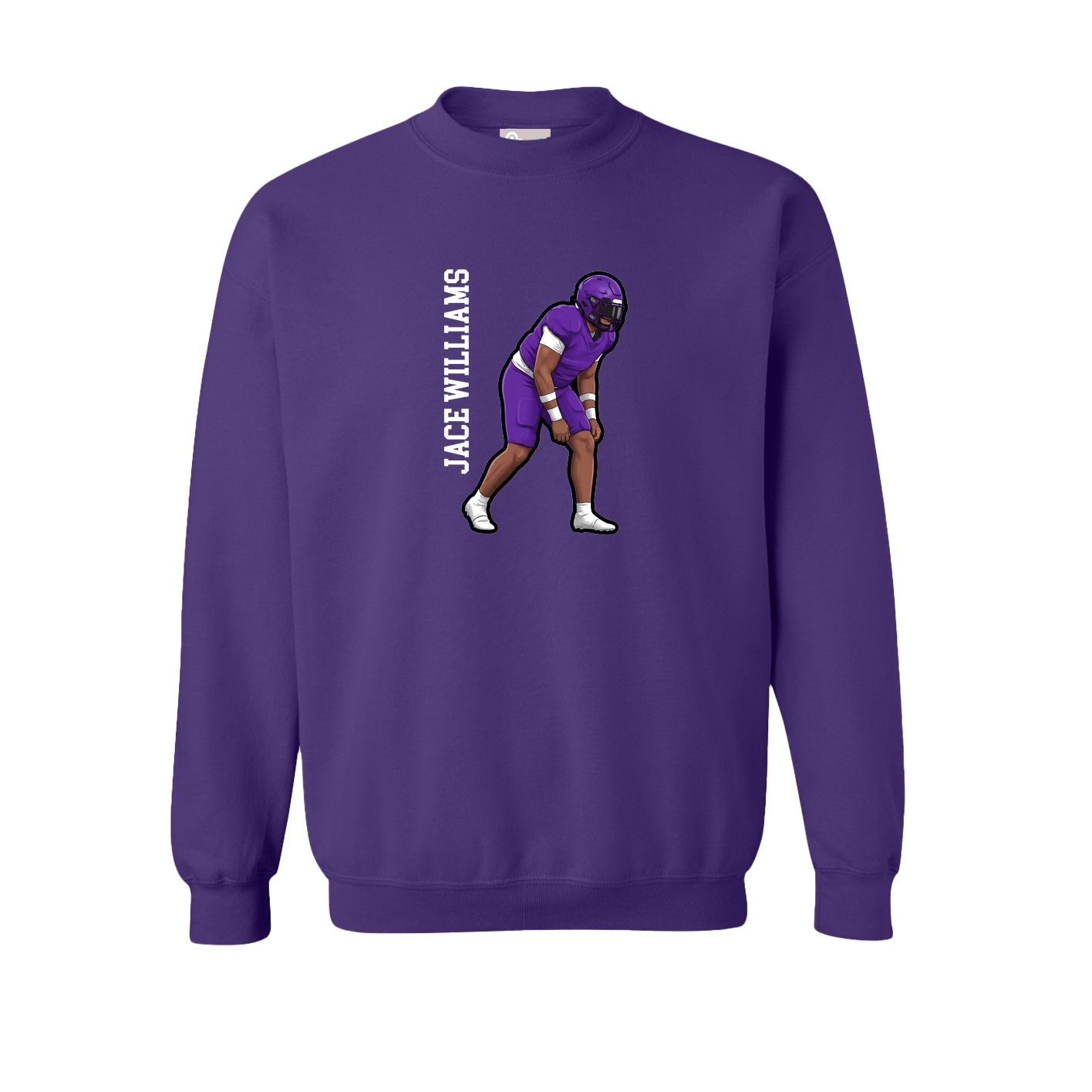 Fleece Crew — Name Vertical in Purple